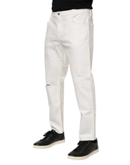 Dolce & Gabbana White Cotton Loose Men Denim Jeans