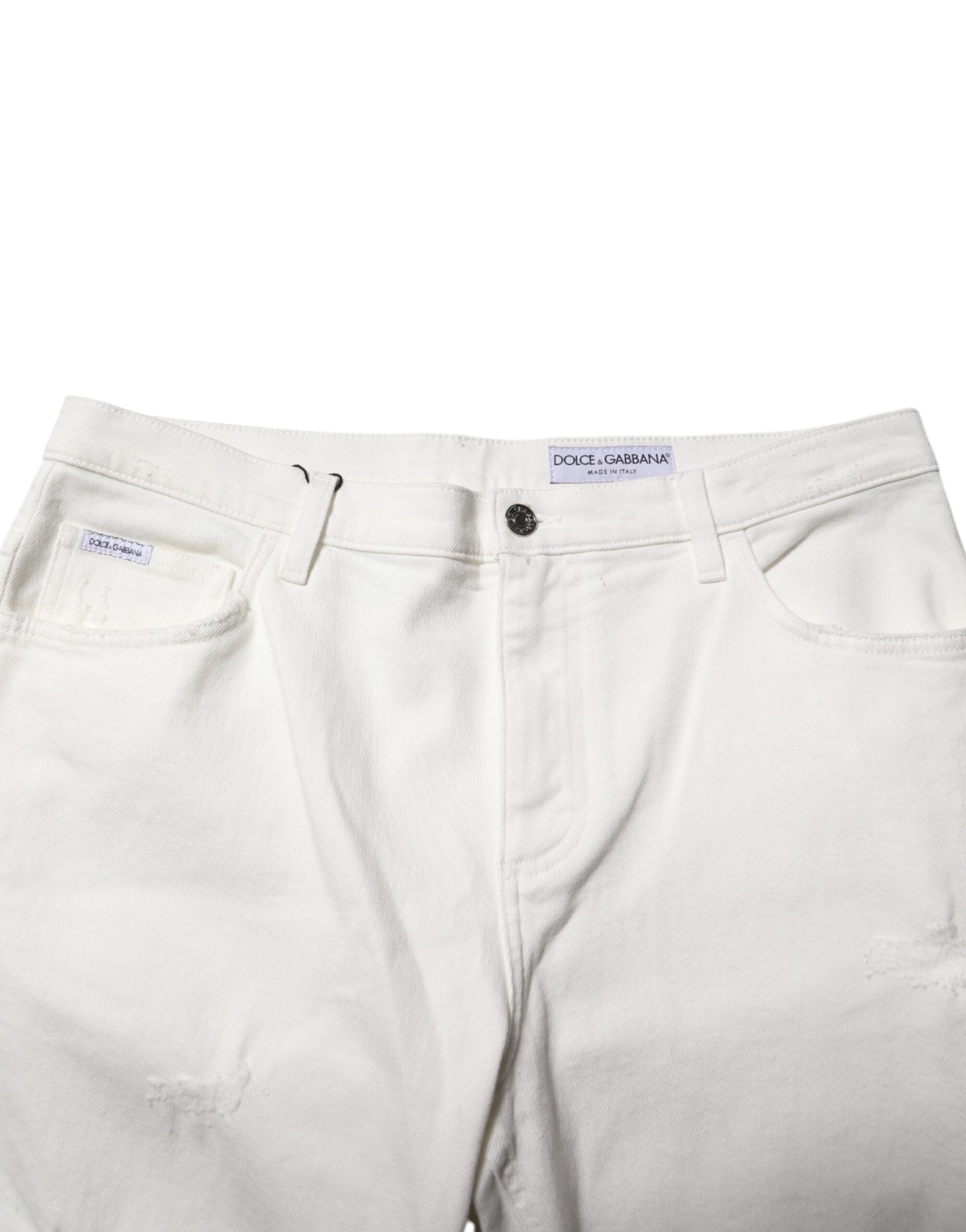 Dolce & Gabbana White Cotton Loose Men Denim Jeans