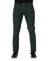 Dolce & Gabbana Green Cotton Corduroy Skinny Pants