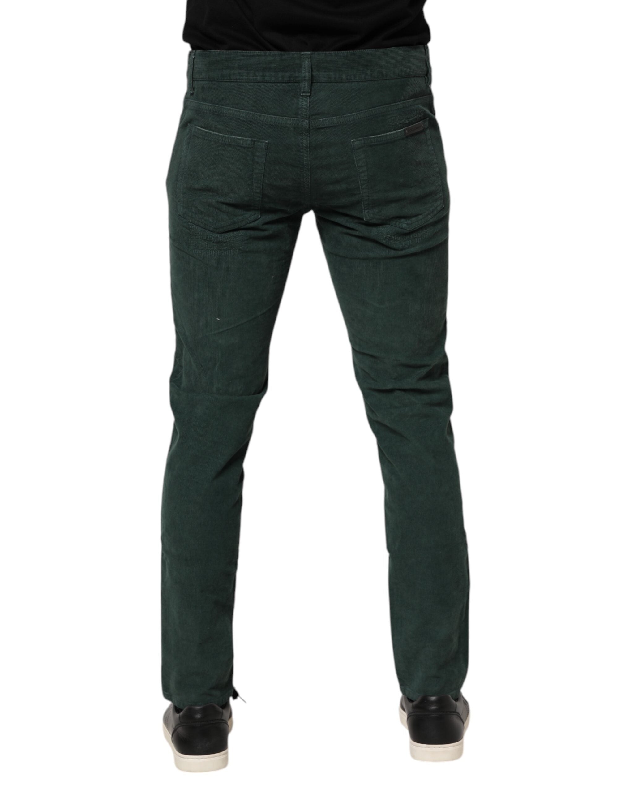 Dolce & Gabbana Green Cotton Corduroy Skinny Pants