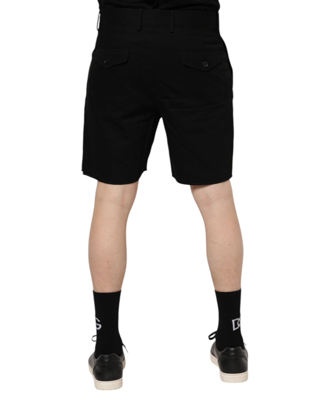 Svarta knälånga bomullsbermudashorts för män