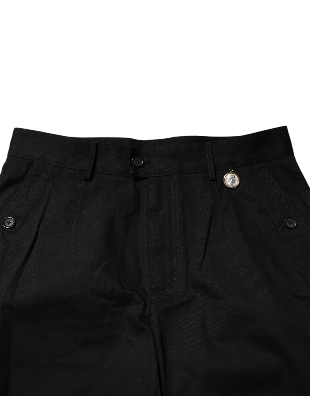Svarta knälånga bomullsbermudashorts för män