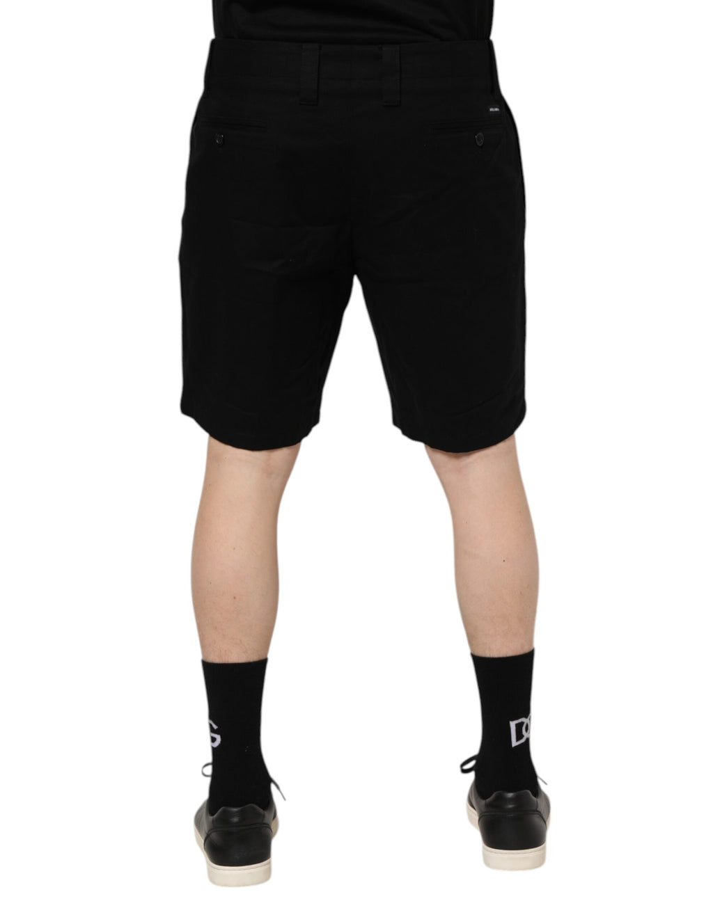Svarta knälånga bomullsbermudashorts för män