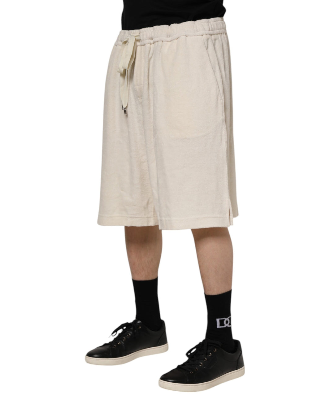 Elfenbensvita bomullsshorts för män Bermuda