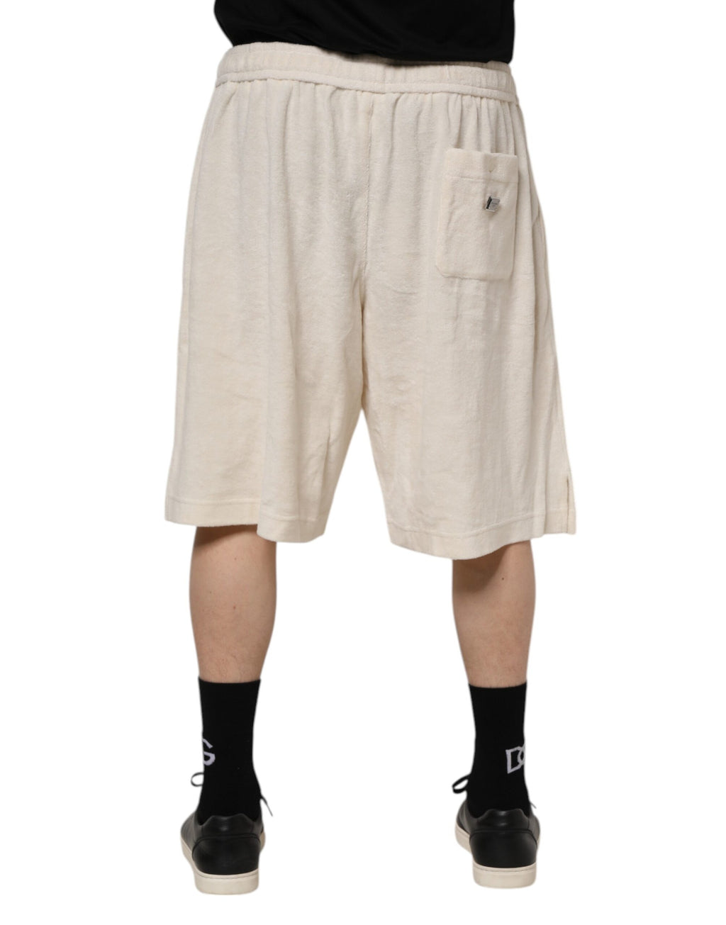 Elfenbensvita bomullsshorts för män Bermuda