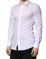 Dolce & Gabbana White Cotton GOLD Dress Formal Shirt