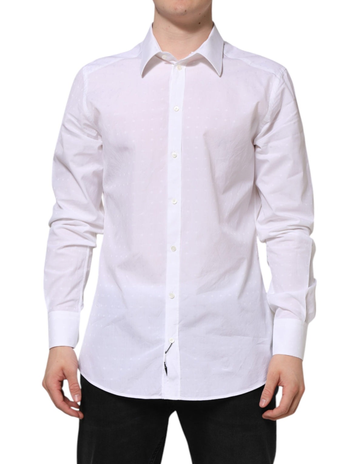 Dolce & Gabbana White Cotton GOLD Dress Formal Shirt