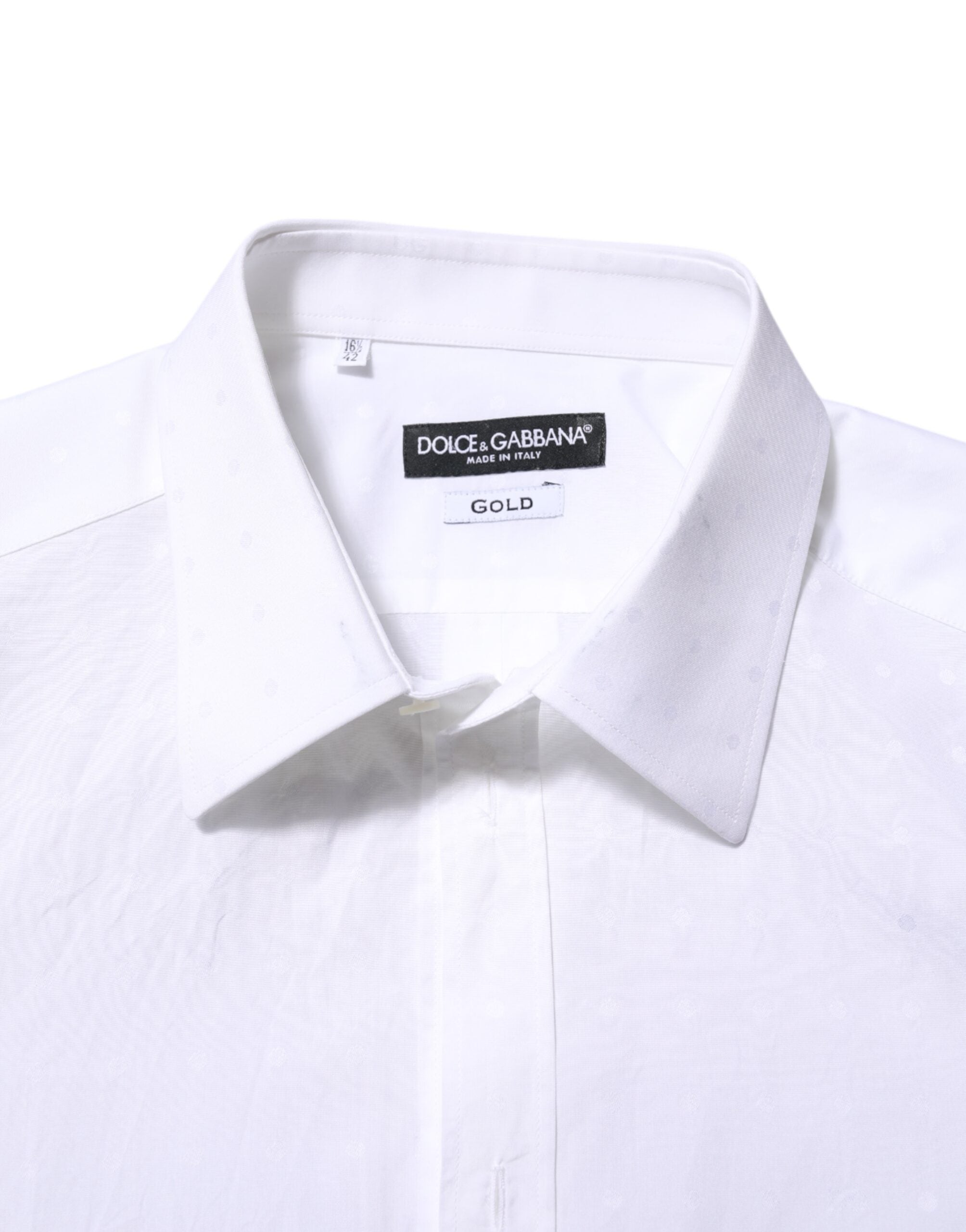 Dolce & Gabbana White Cotton GOLD Dress Formal Shirt
