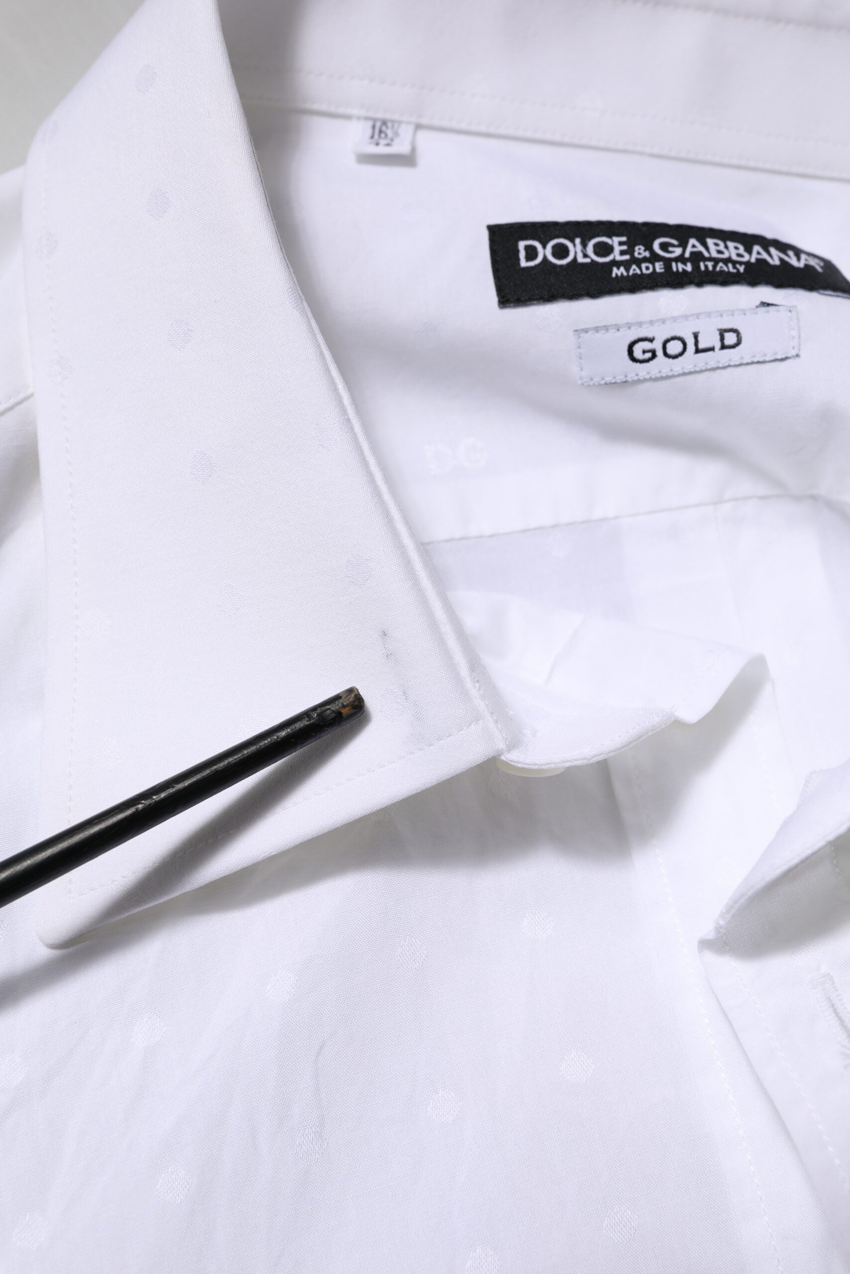 Dolce & Gabbana White Cotton GOLD Dress Formal Shirt