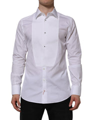Dolce & Gabbana White Bib Cotton Poplin GOLD Formal Shirt