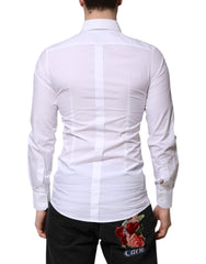 Dolce & Gabbana White Cotton GOLD Long Sleeves Formal Shirt