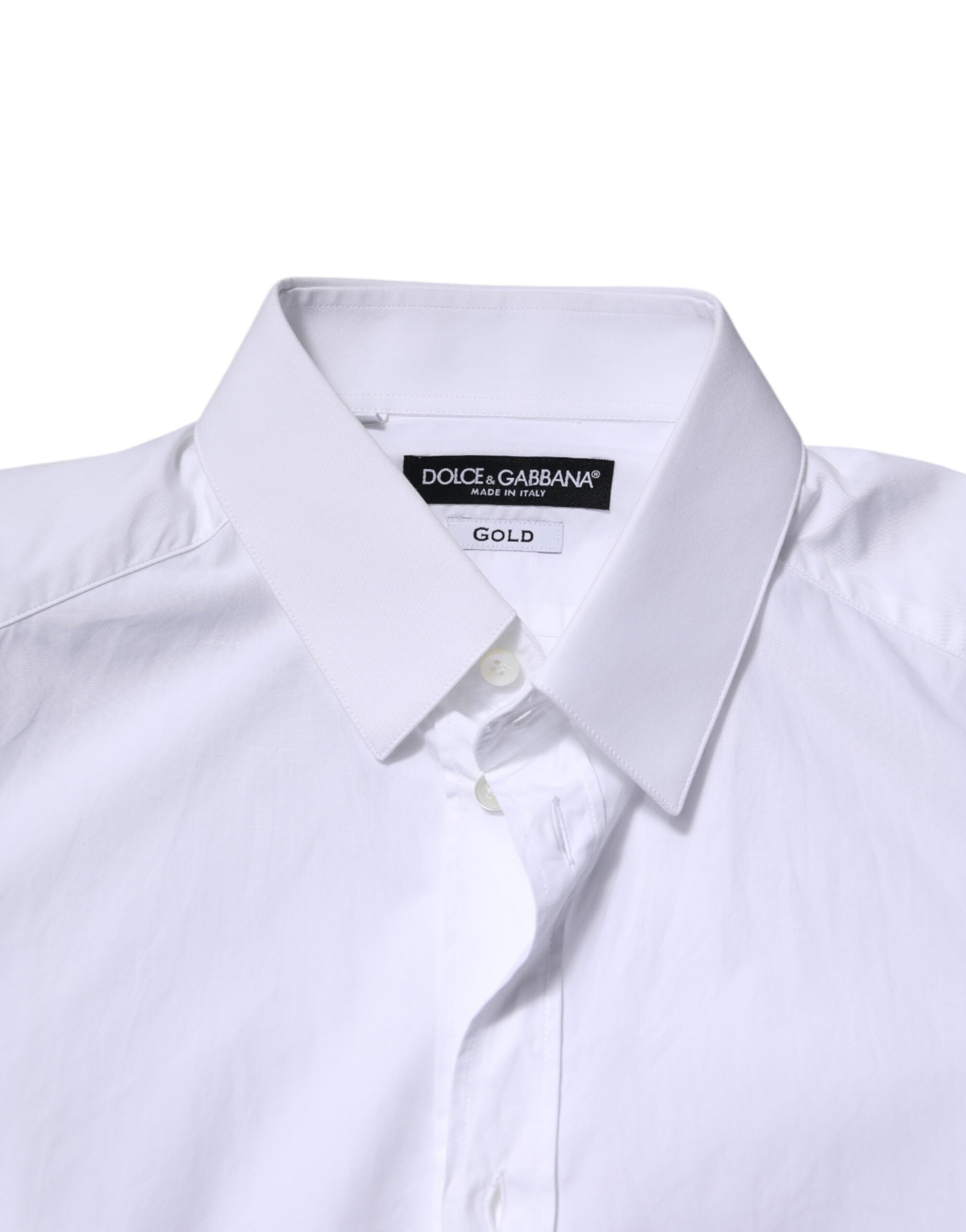 Dolce & Gabbana White Cotton GOLD Long Sleeves Formal Shirt