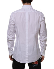 Dolce & Gabbana White Cotton GOLD Long Sleeves Formal Shirt