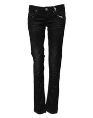 Acht Black Cotton Slim Fit Denim Low Waist Denim Jeans