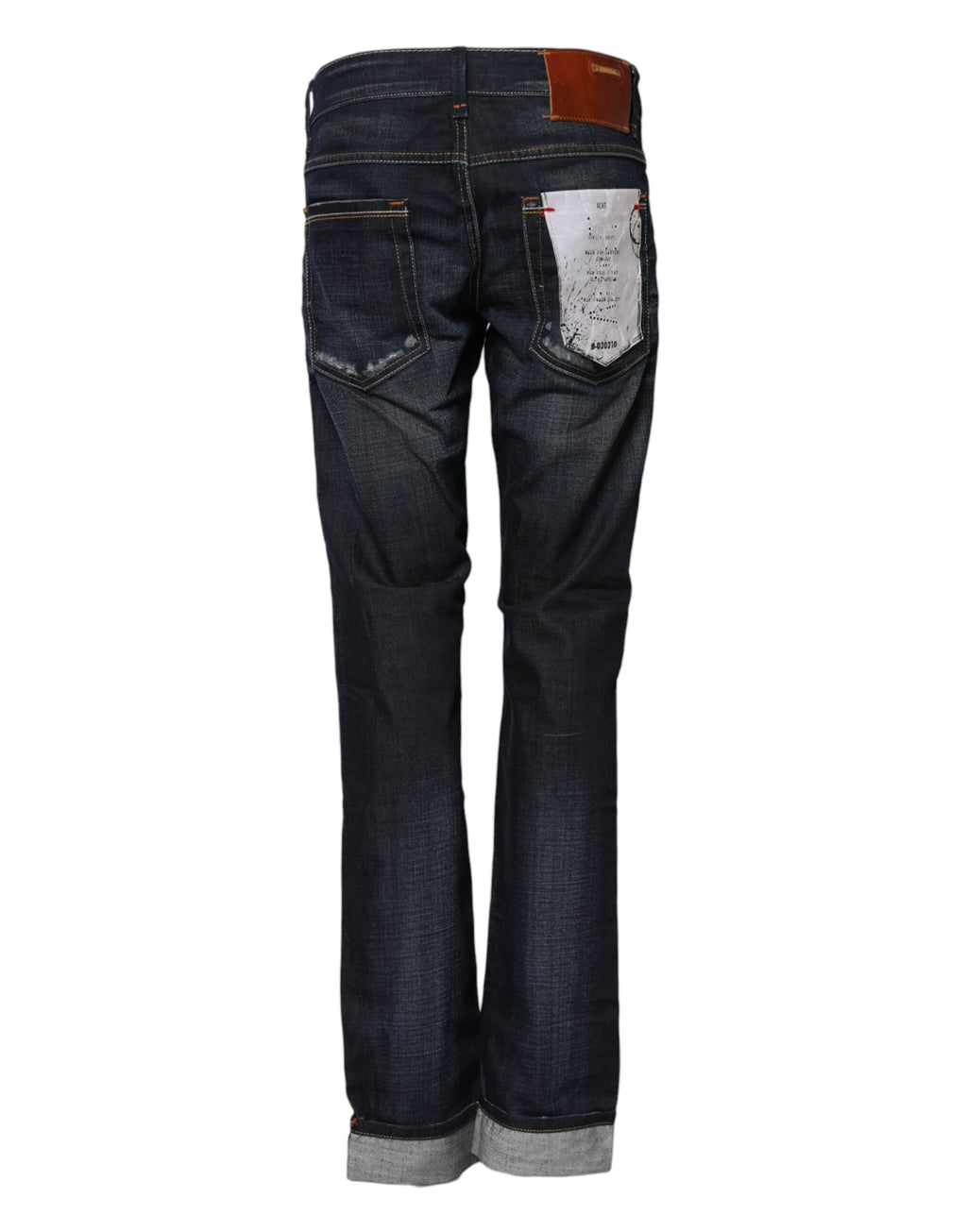 Blå tvättade bomullsjeans med medelhög midja och utsvängda denim