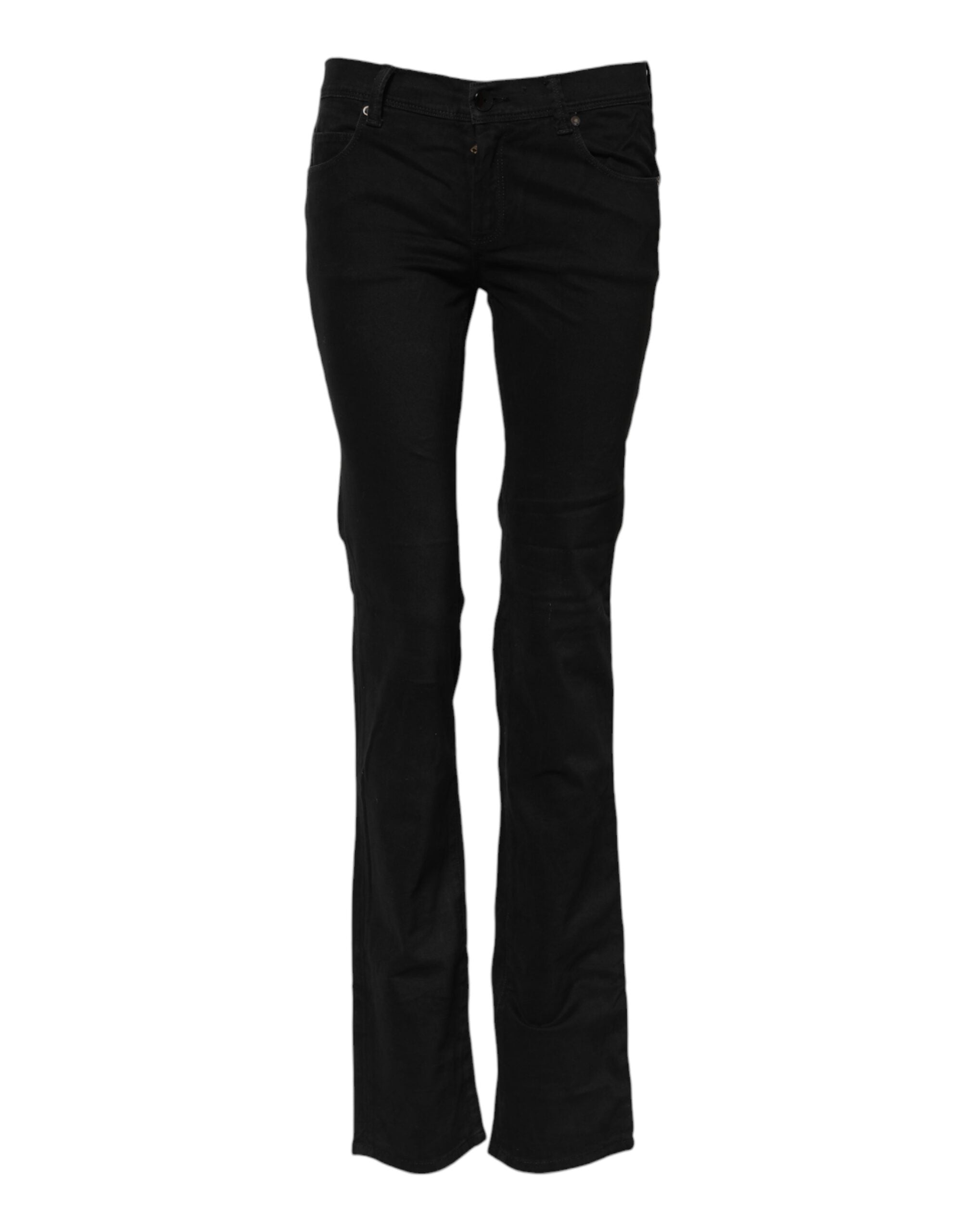Svarta stretchiga utsvängda bootcut-jeans i bomull