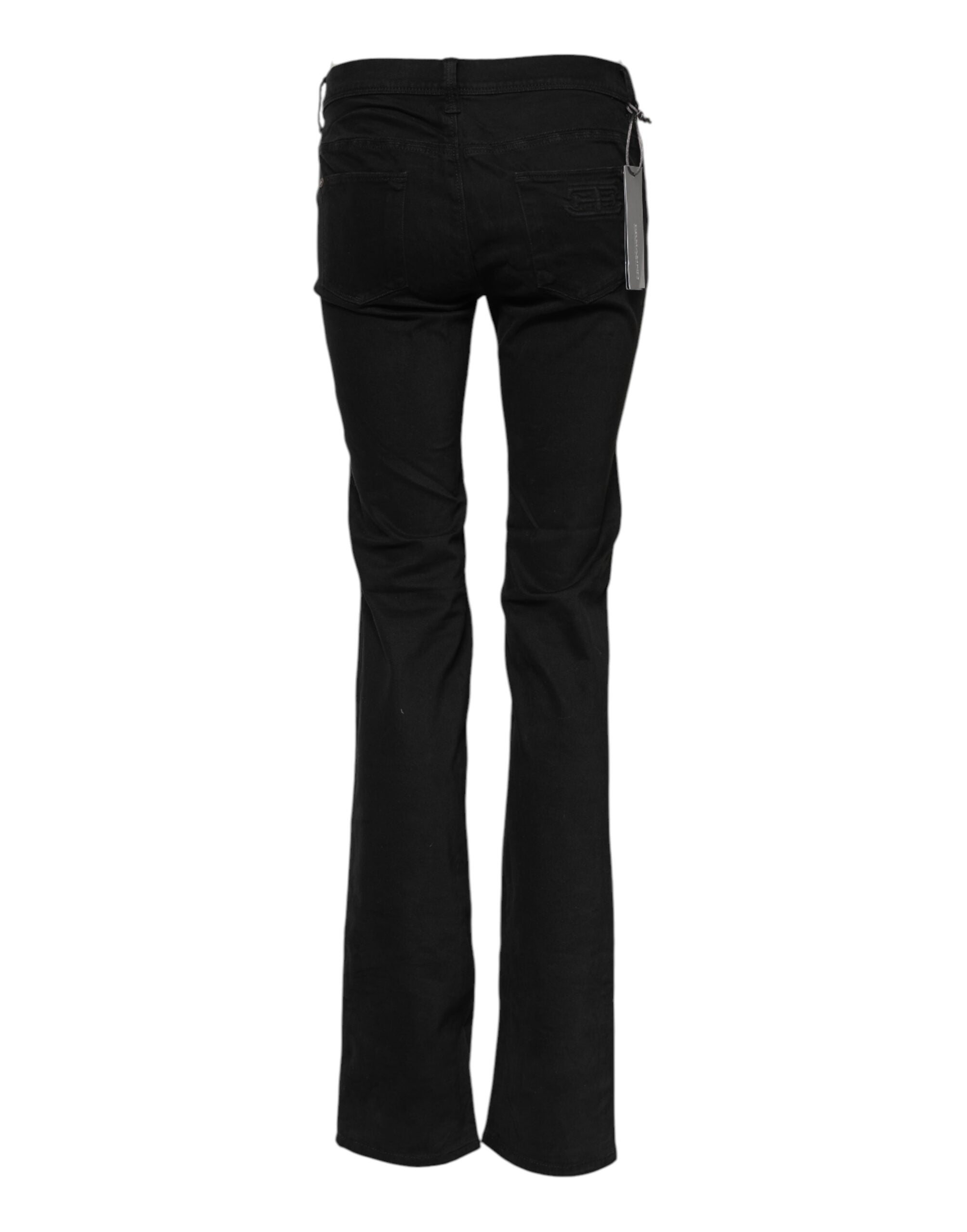 Svarta stretchiga utsvängda bootcut-jeans i bomull