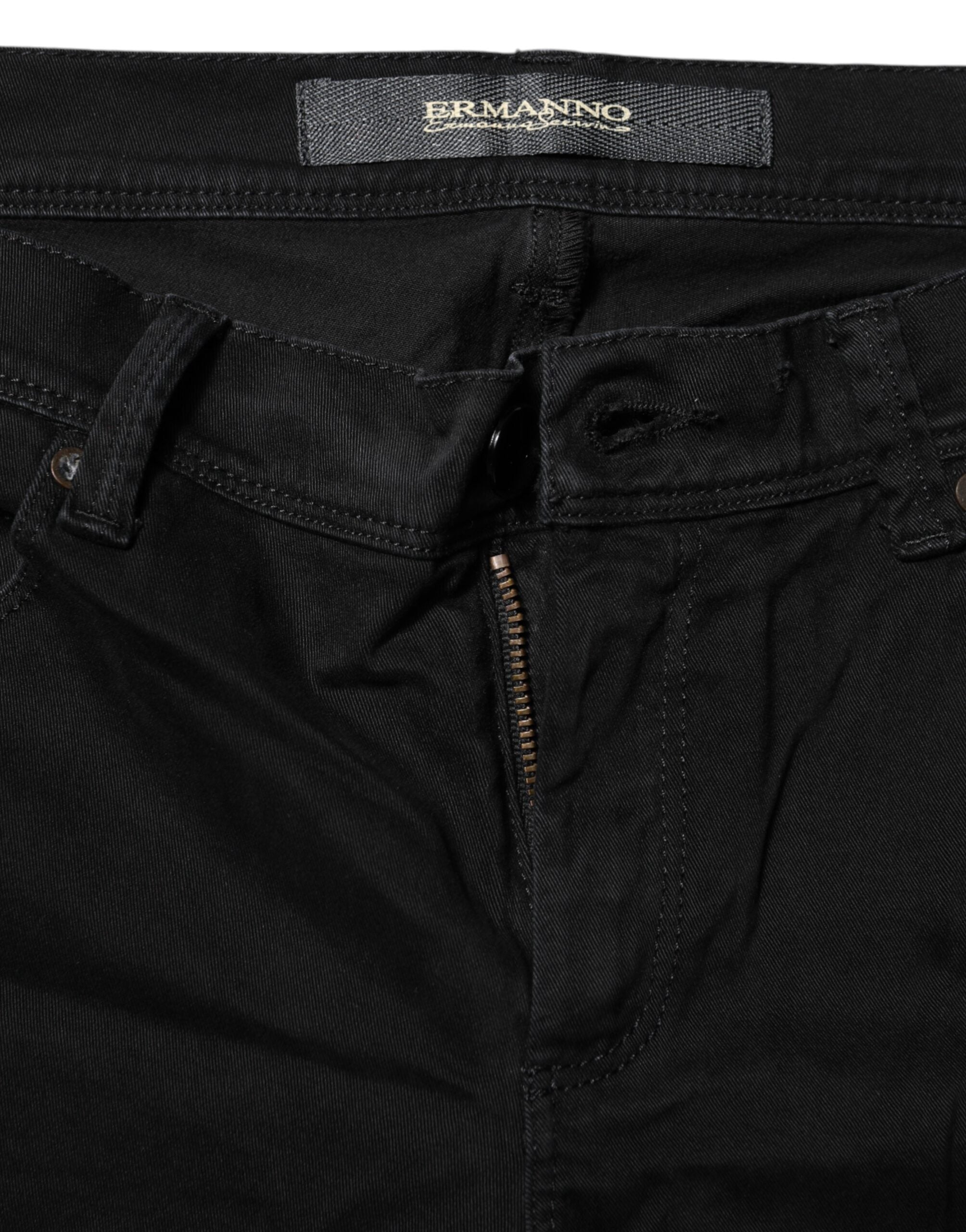 Svarta stretchiga utsvängda bootcut-jeans i bomull