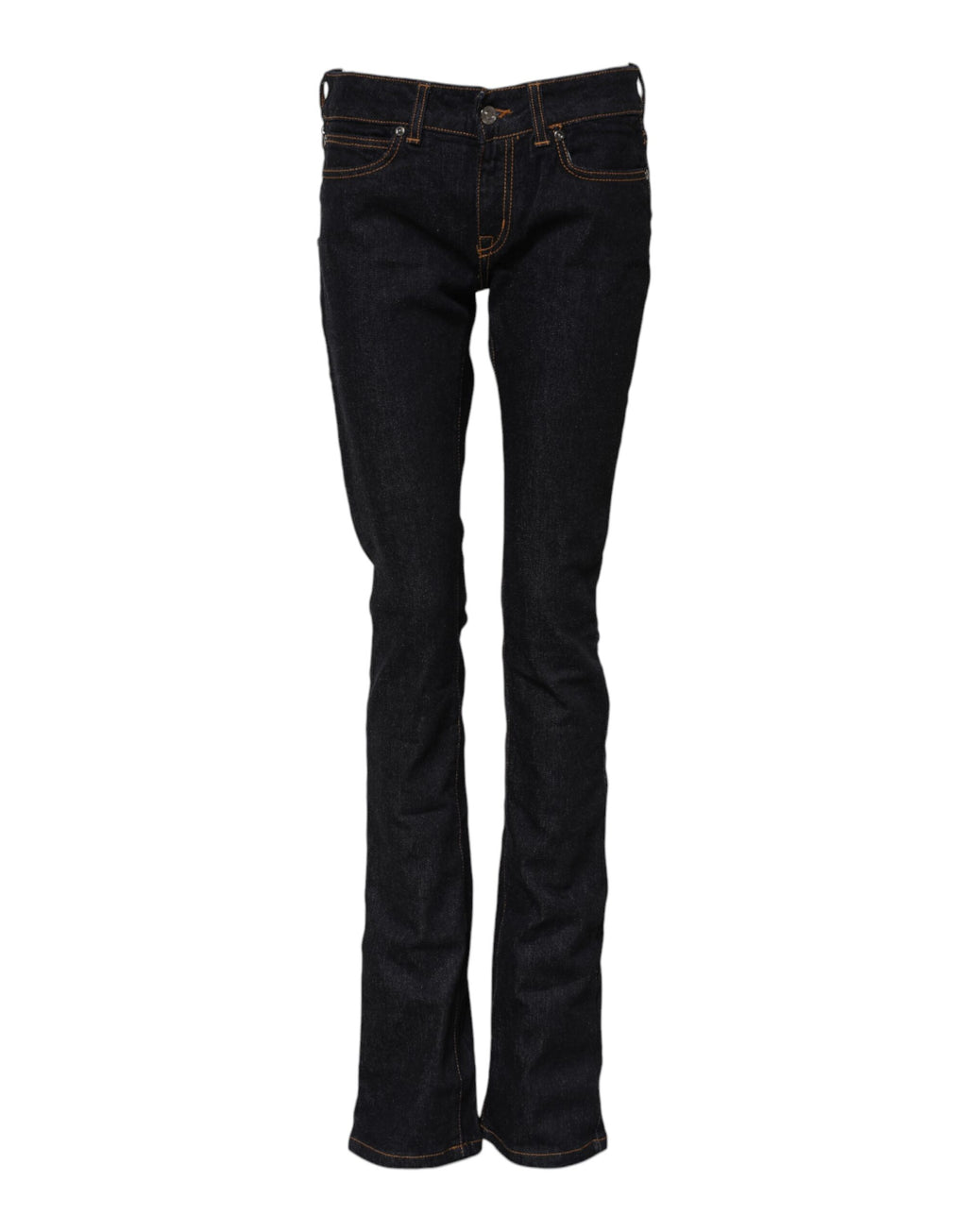 Mörkblå bomulls skinny jeans med medelhög midja