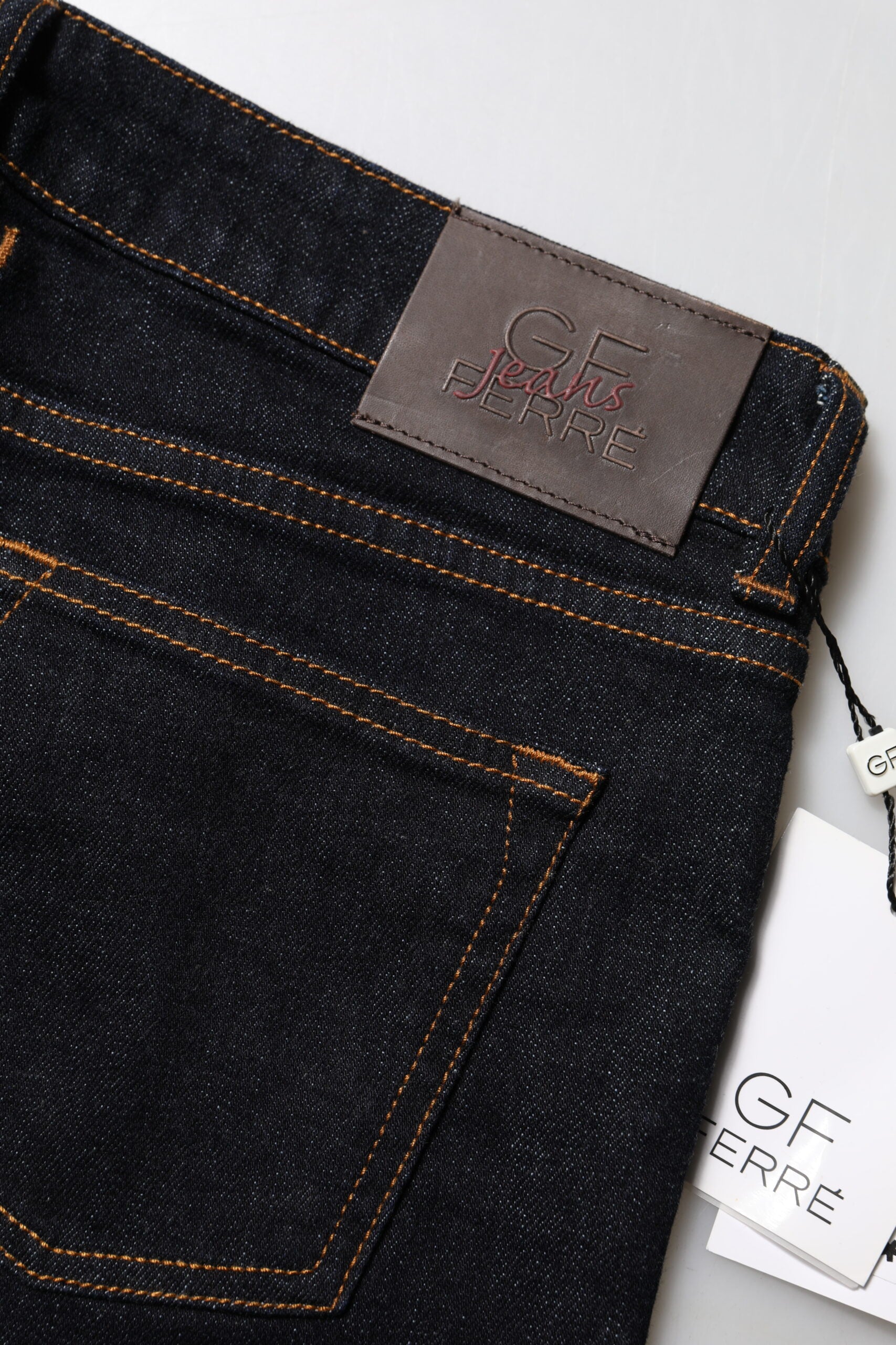 Mörkblå bomulls skinny jeans med medelhög midja
