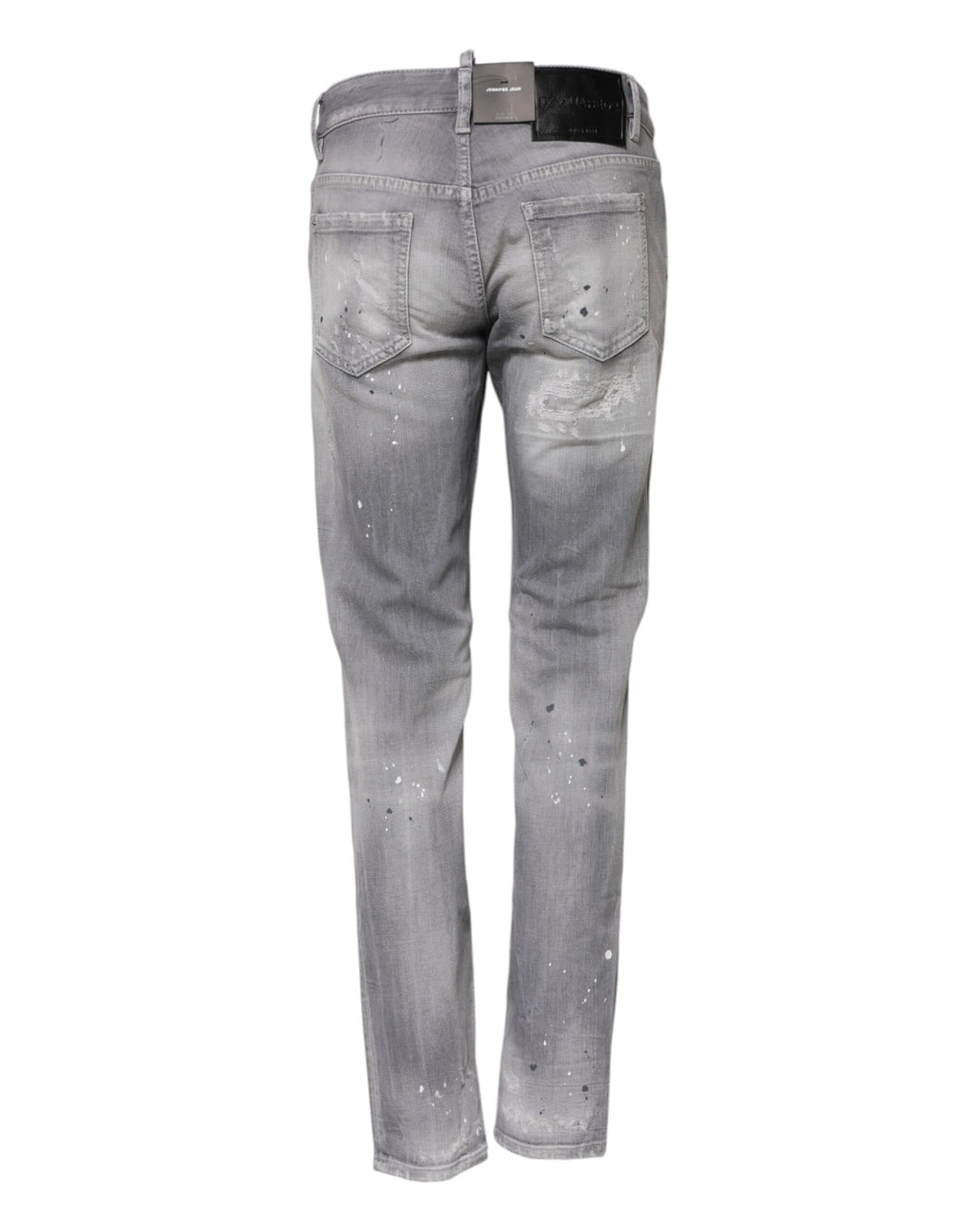 Grå tvättade avsmalnande jeans med medelhög midja