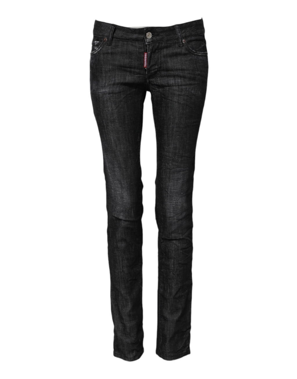 Svarta skinny jeans med låg midja i bomull
