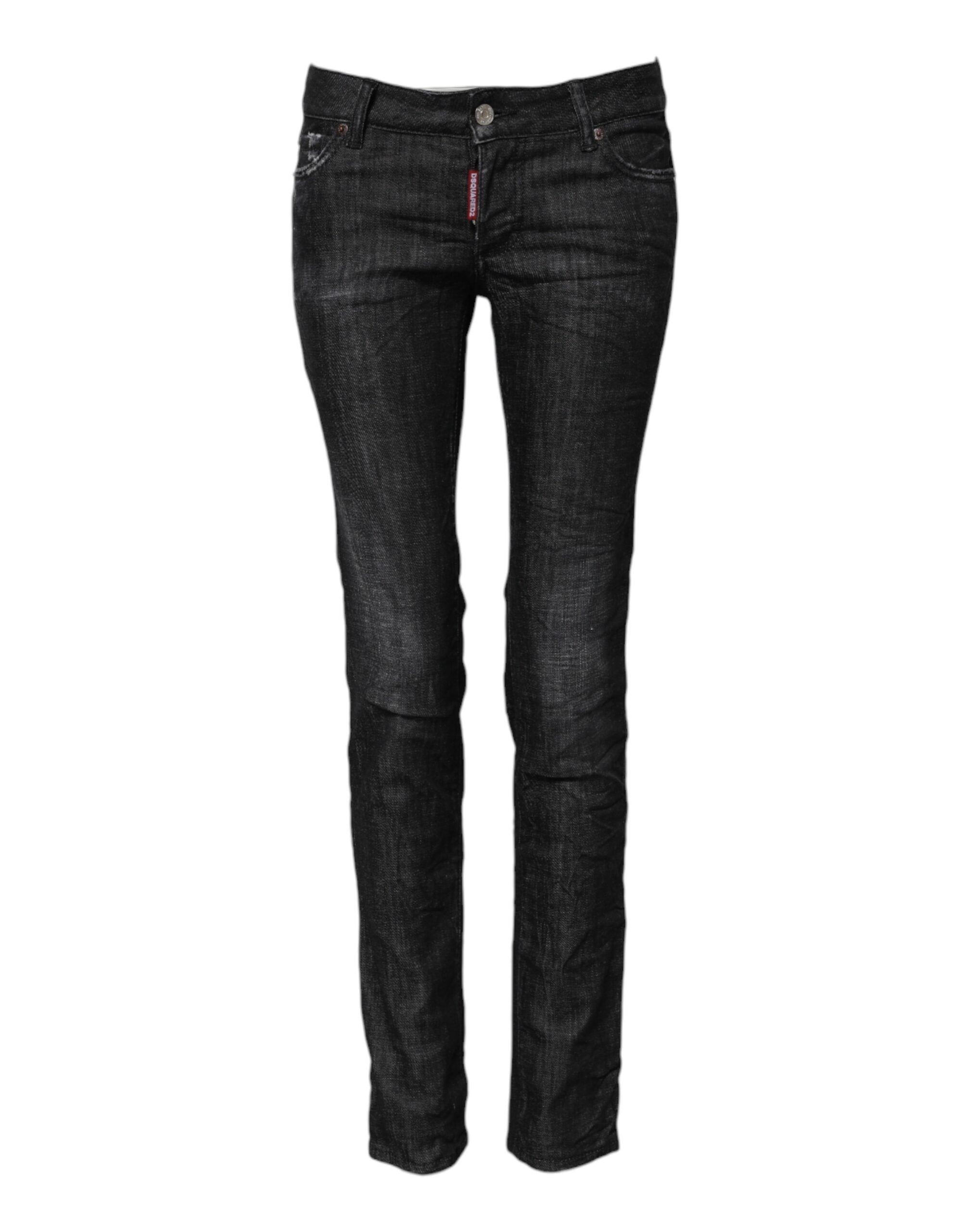 Svarta skinny jeans med låg midja i bomull