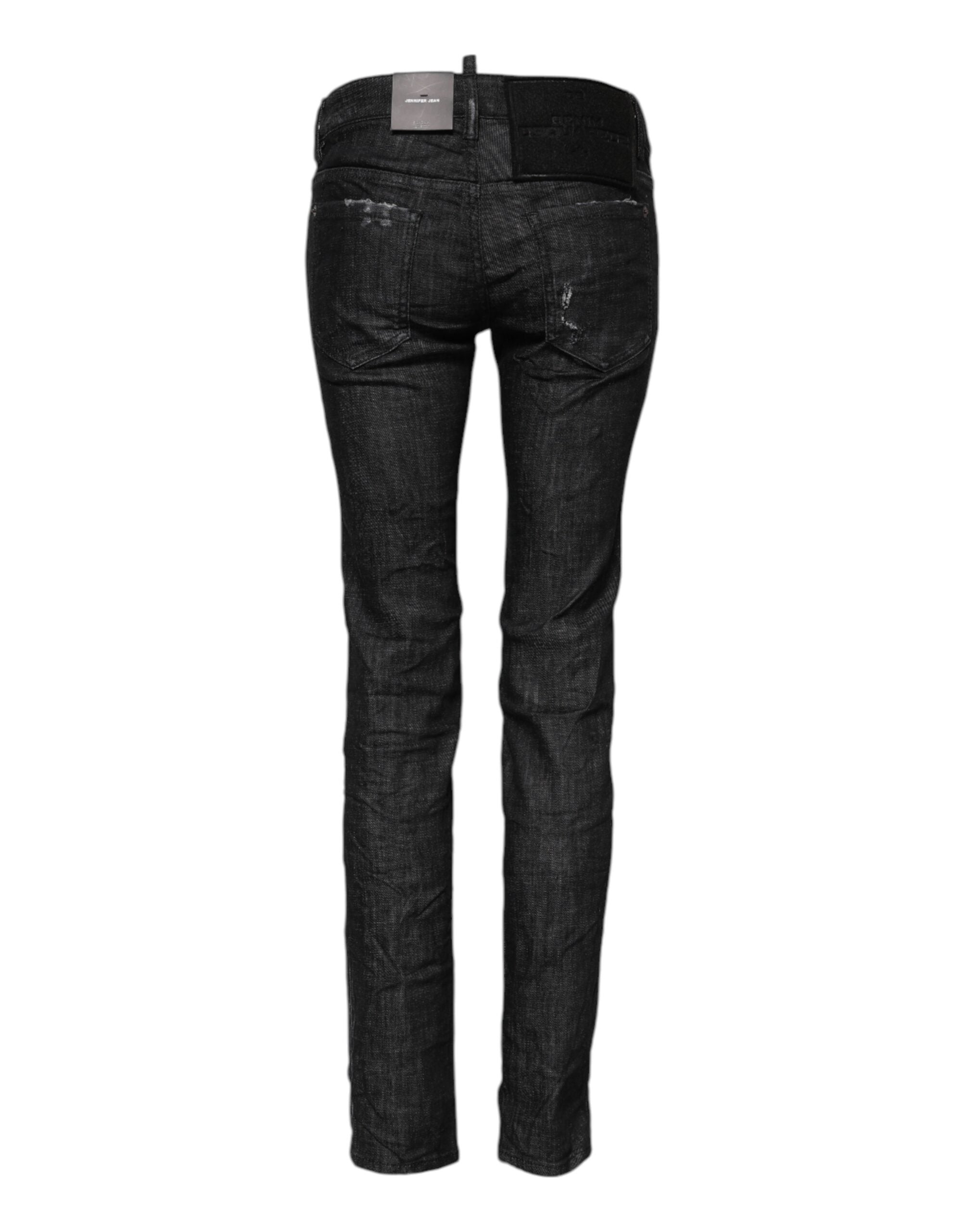 Svarta skinny jeans med låg midja i bomull
