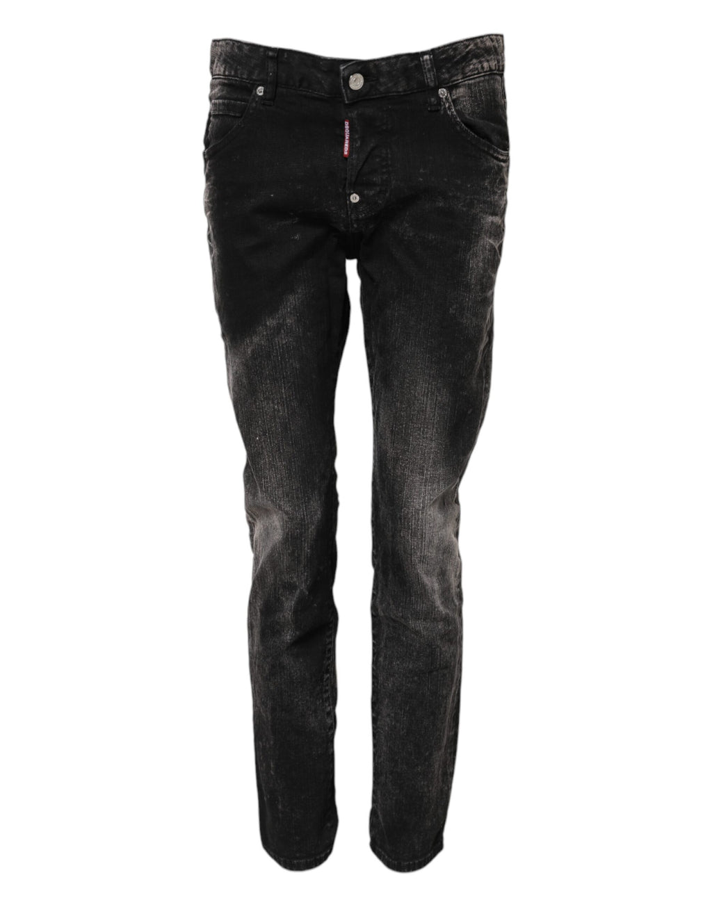 Svarta tvättade avsmalnande jeans med medelhög midja