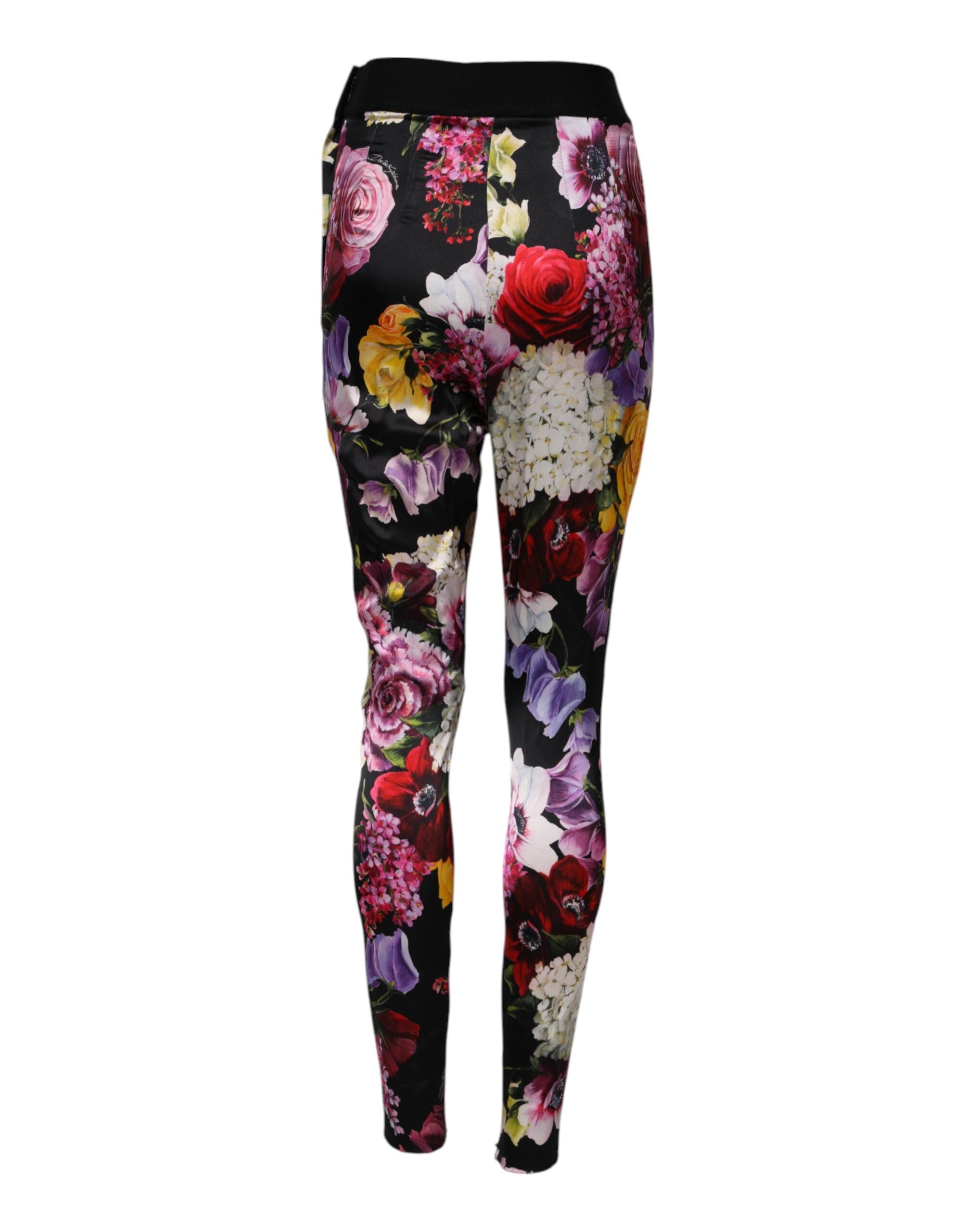 Flerfärgade blommiga leggings med stretchig midja