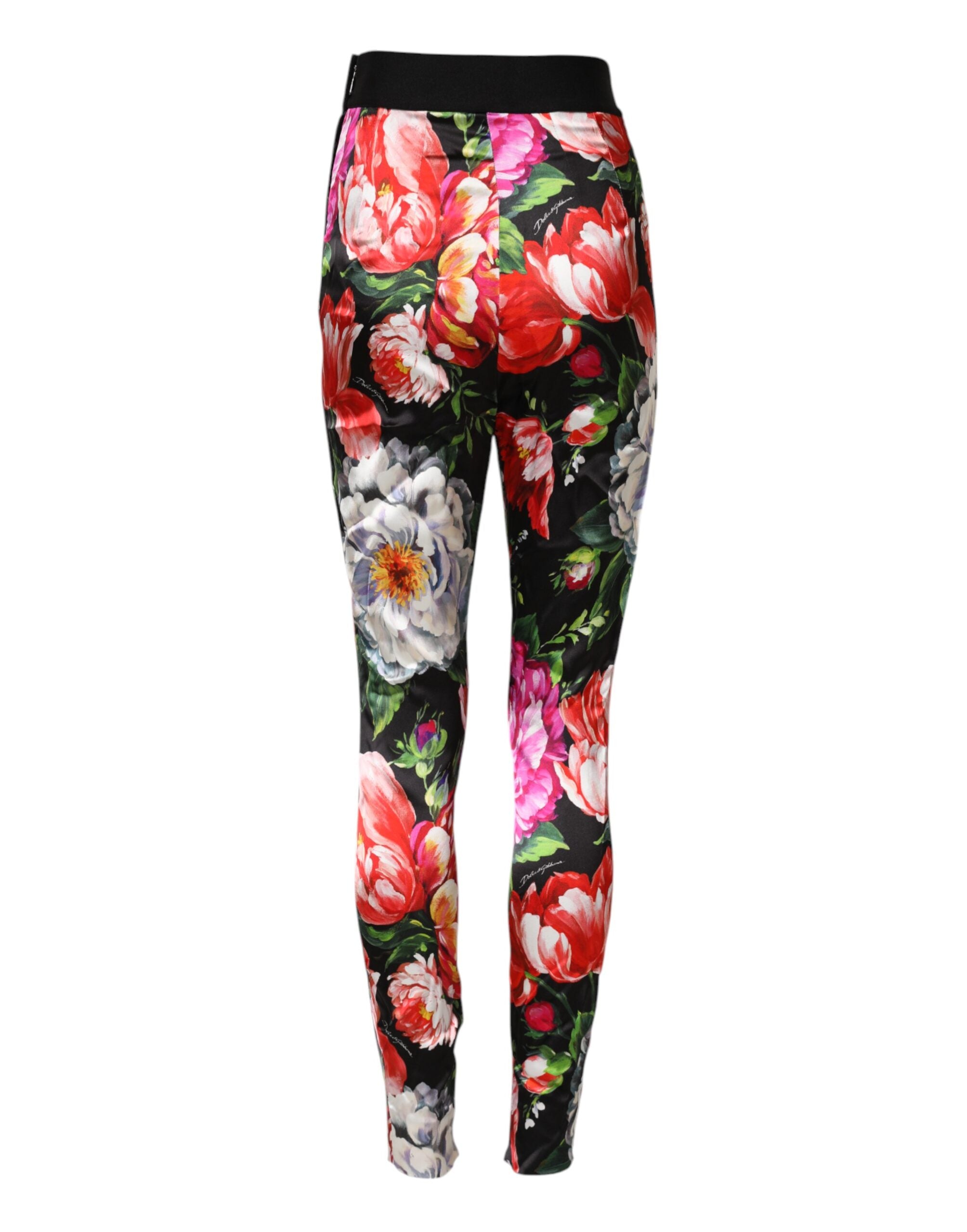 Flerfärgade blommiga leggings med stretchig midja