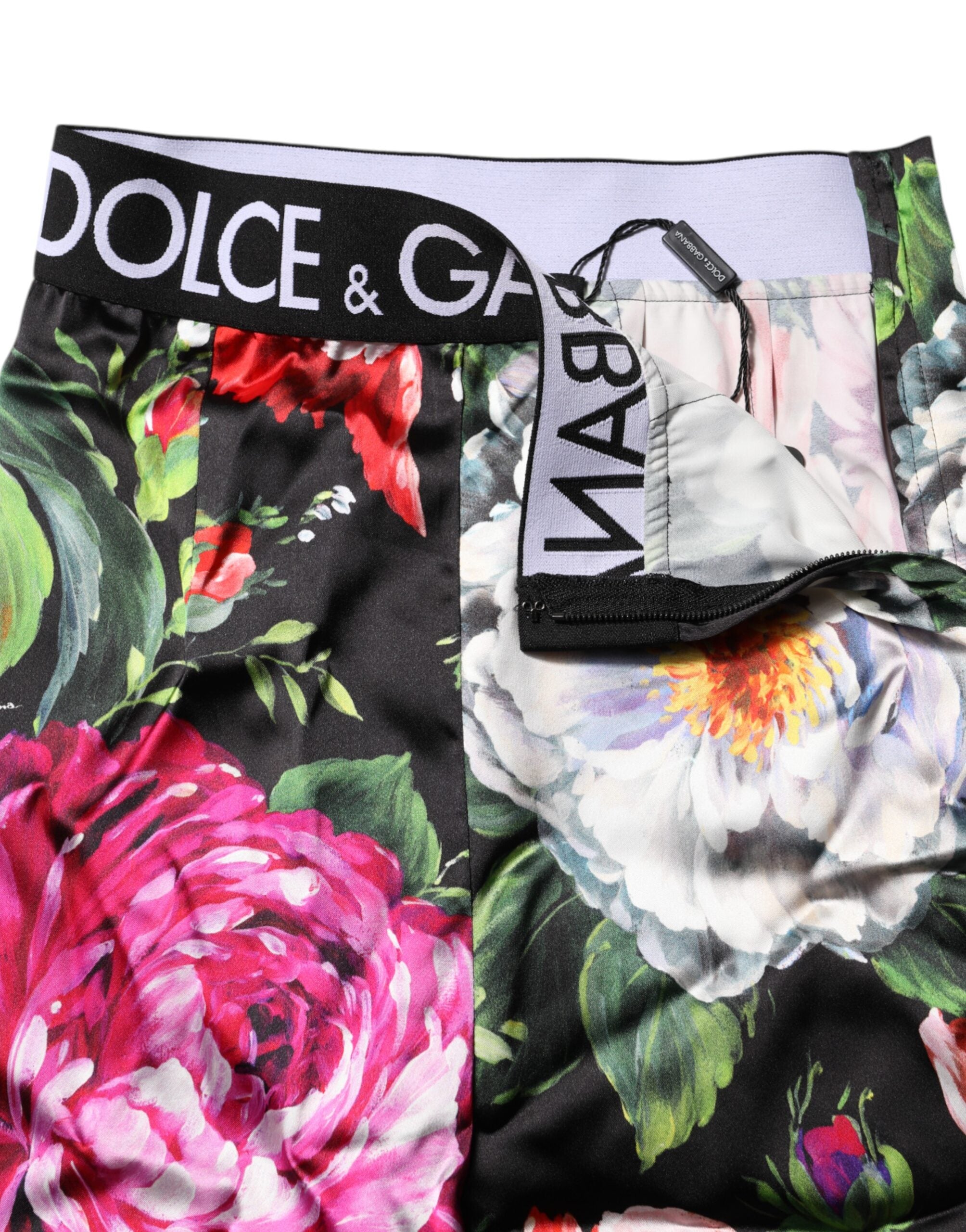 Flerfärgade blommiga leggings med stretchig midja