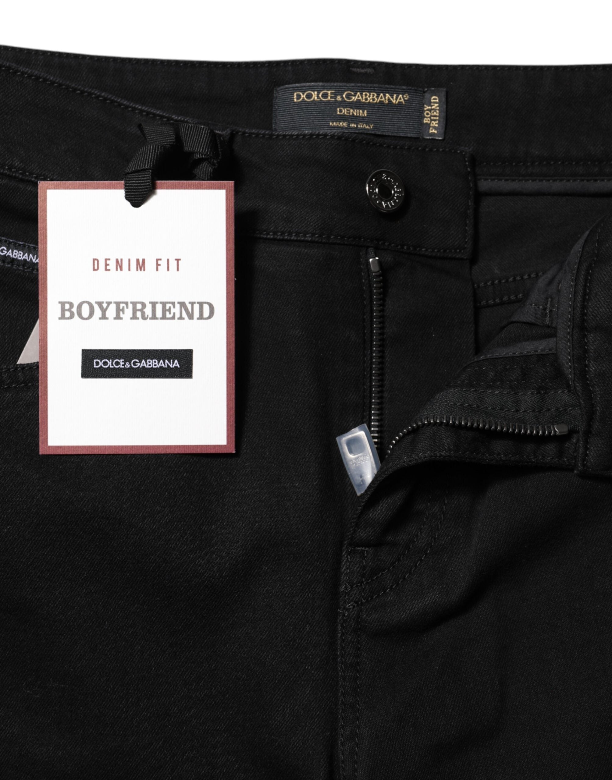 Svarta boyfriend-jeans i bomull med medelhög midja