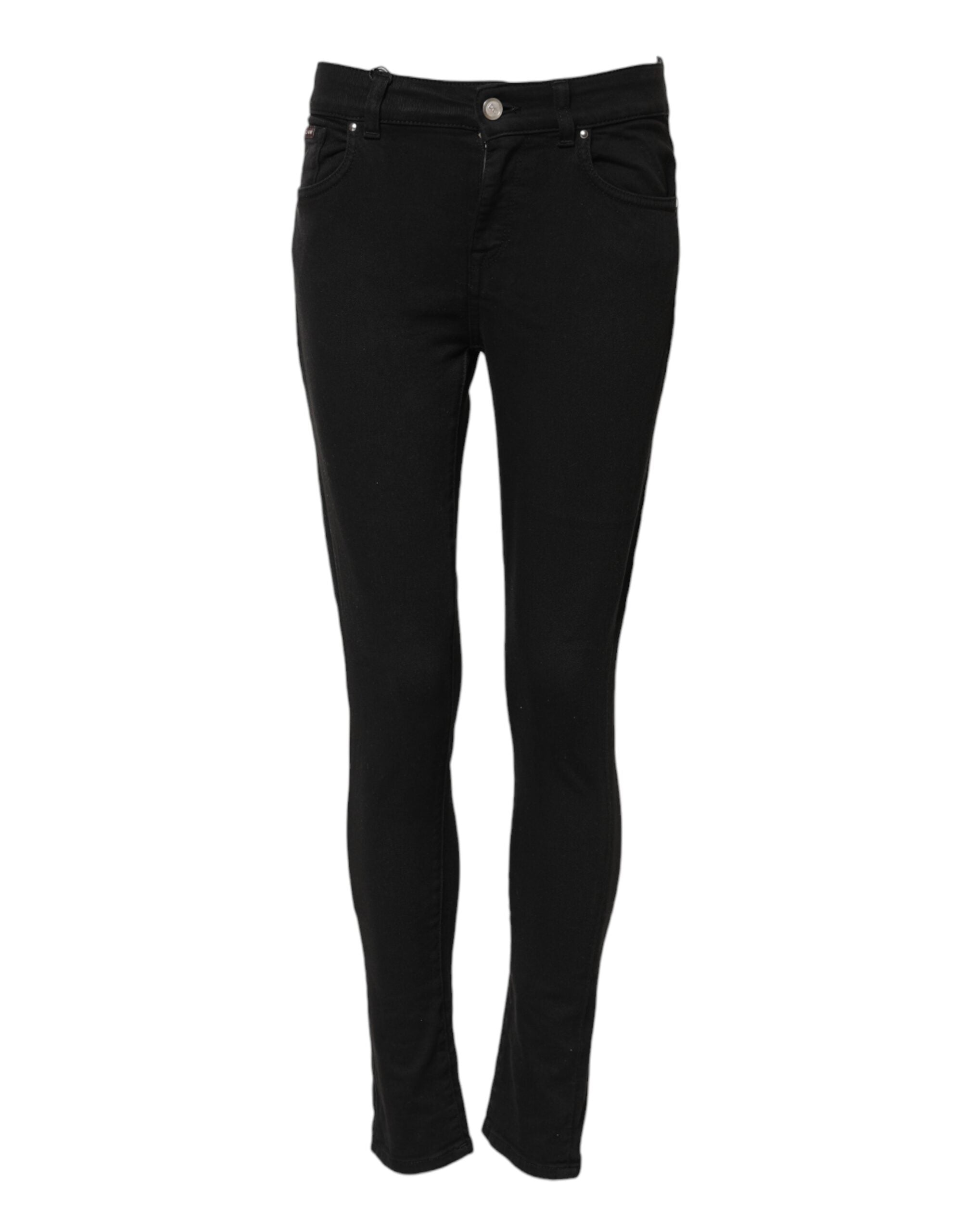 Svarta skinny jeans med medelhög midja i bomull