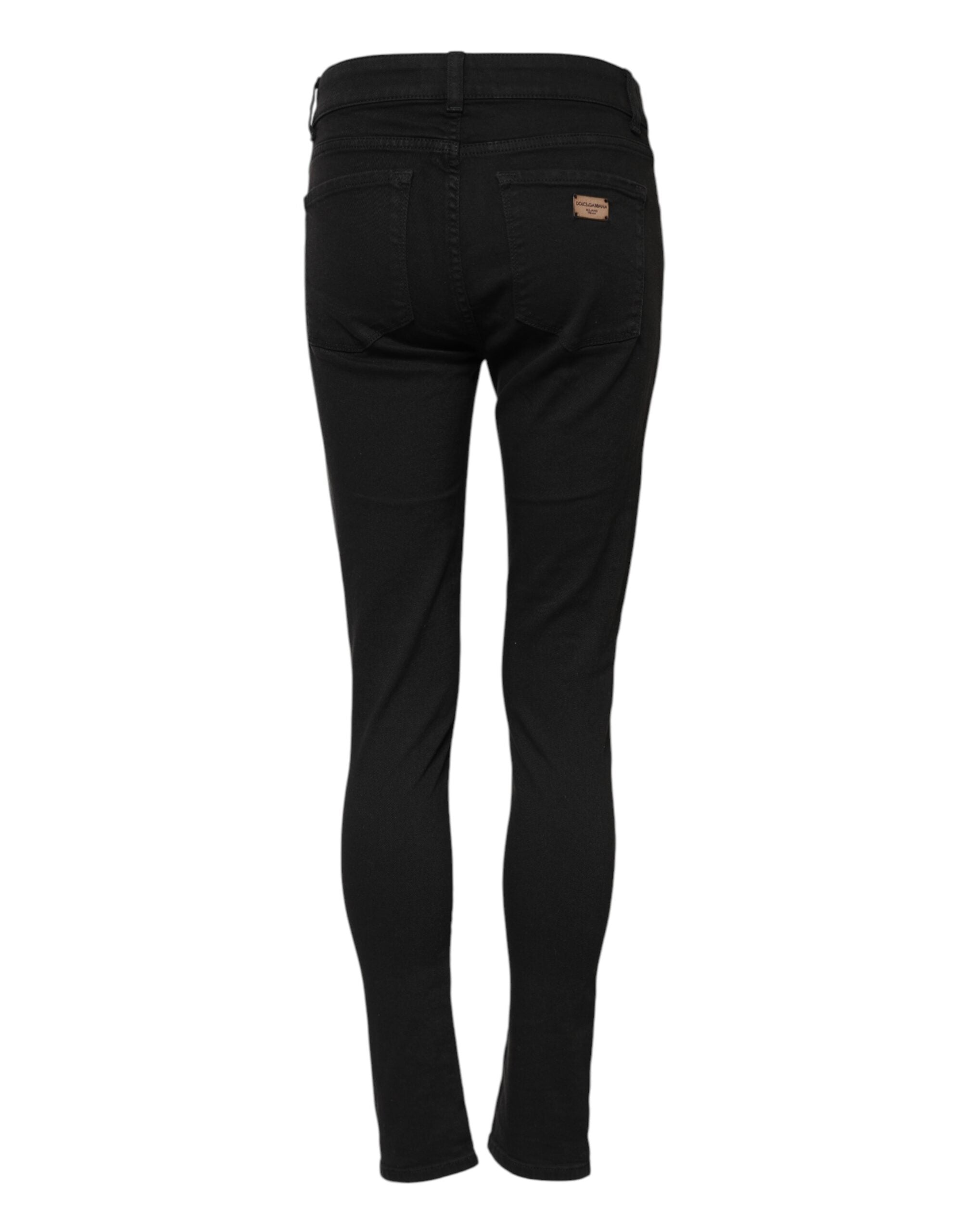 Svarta skinny jeans med medelhög midja i bomull