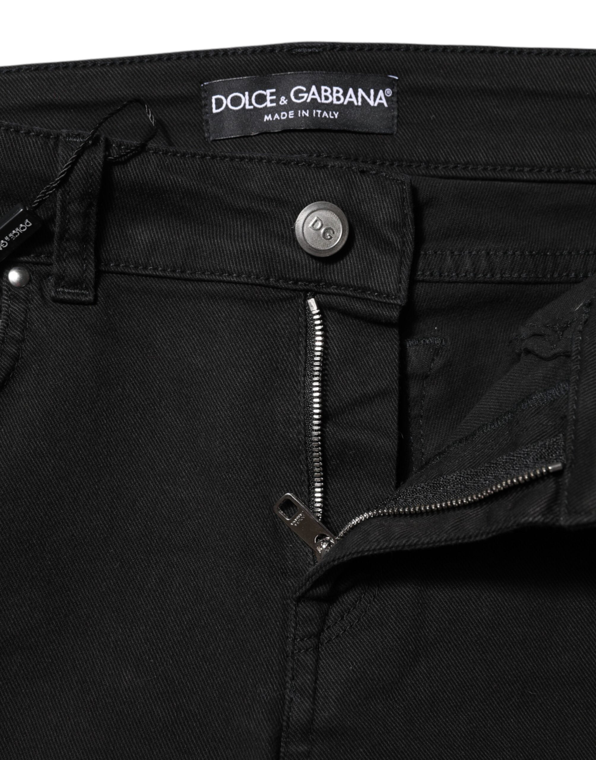 Svarta skinny jeans med medelhög midja i bomull