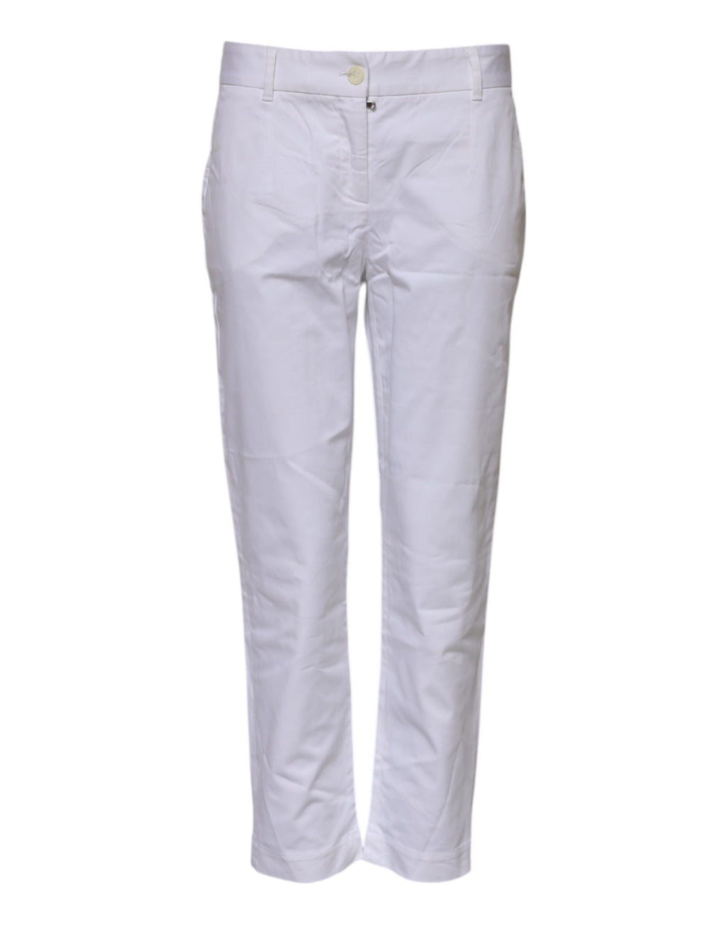 Vita stretchiga bomullsjeans med medelhög midja