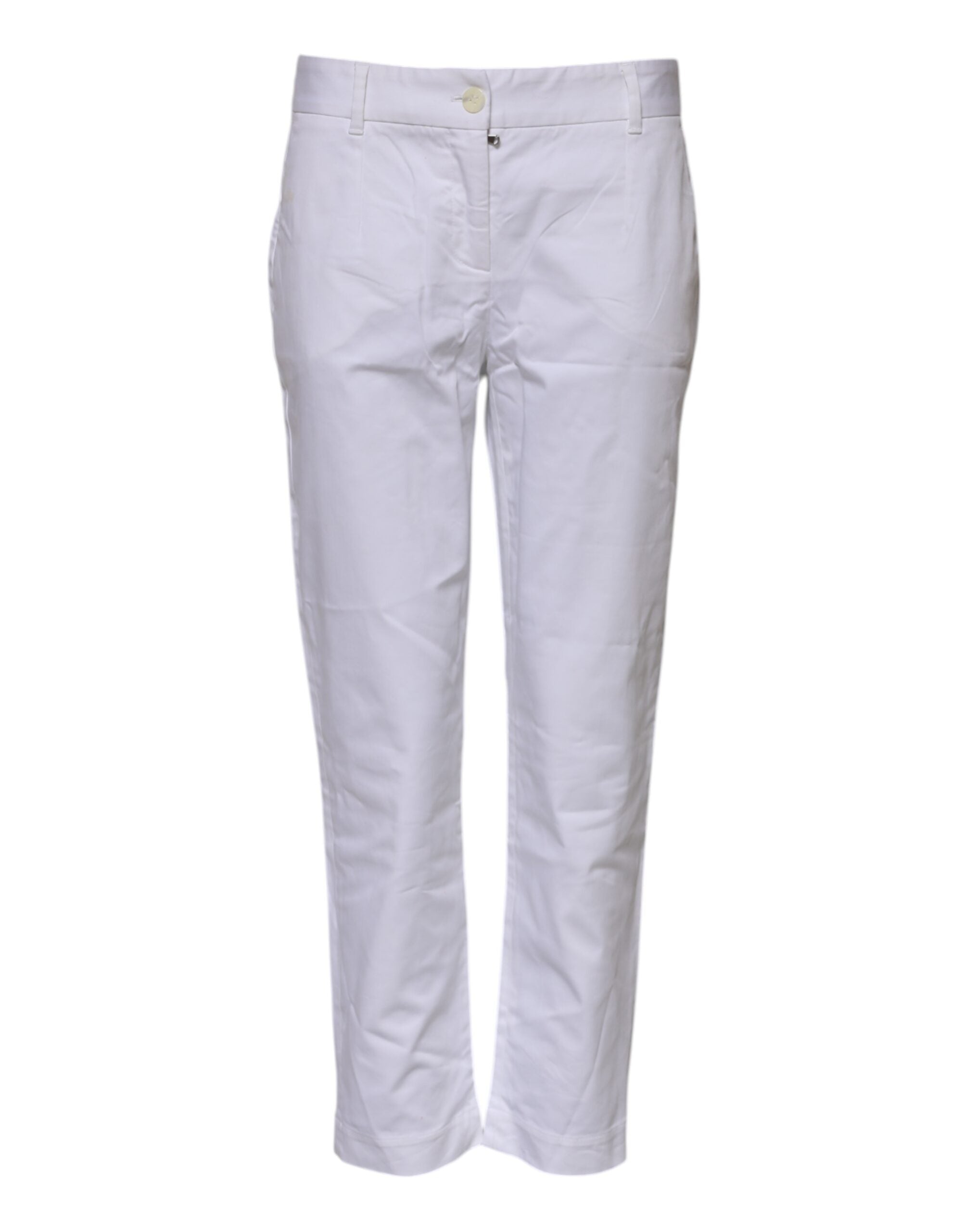 Vita stretchiga bomullsjeans med medelhög midja