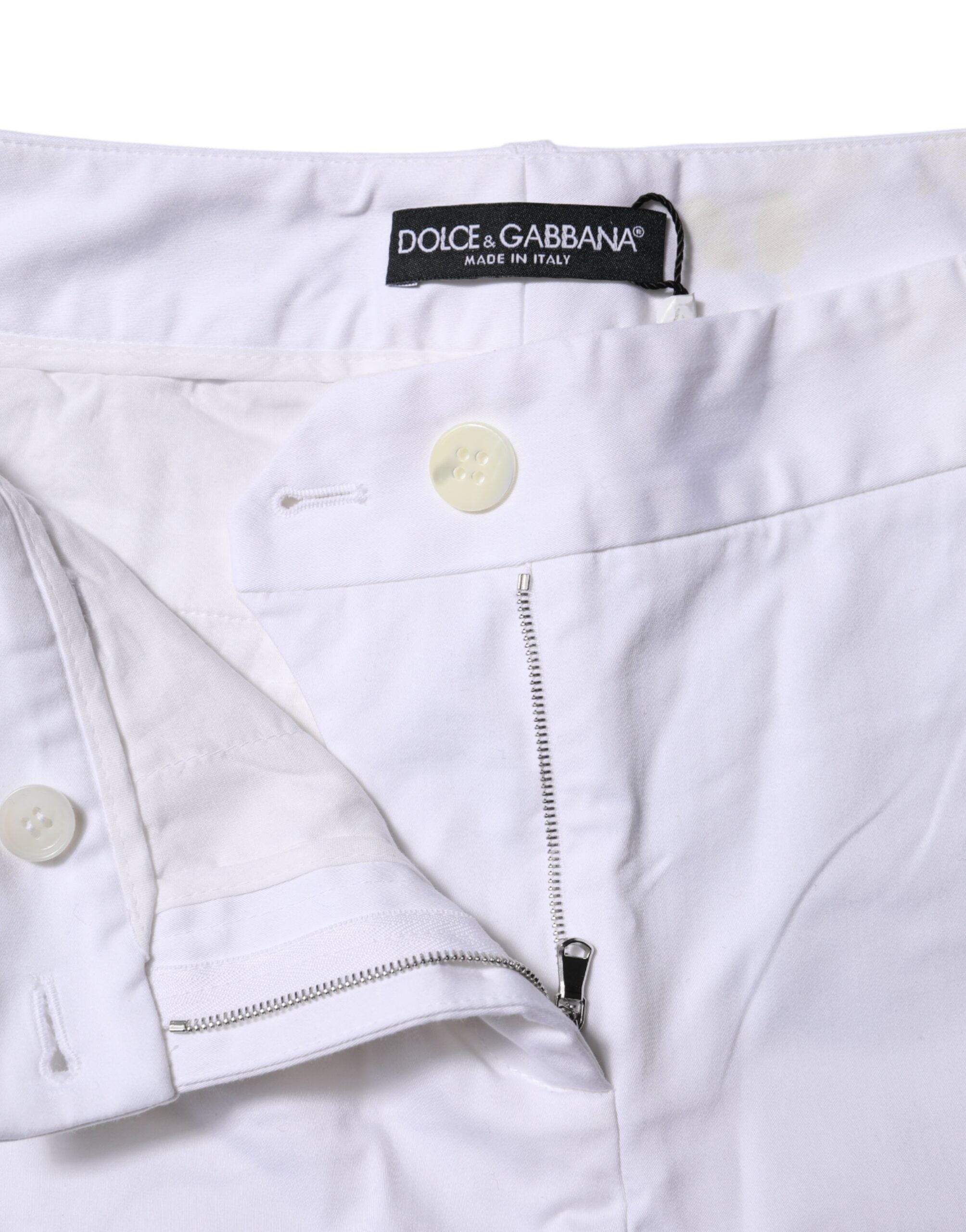 Vita stretchiga bomullsjeans med medelhög midja
