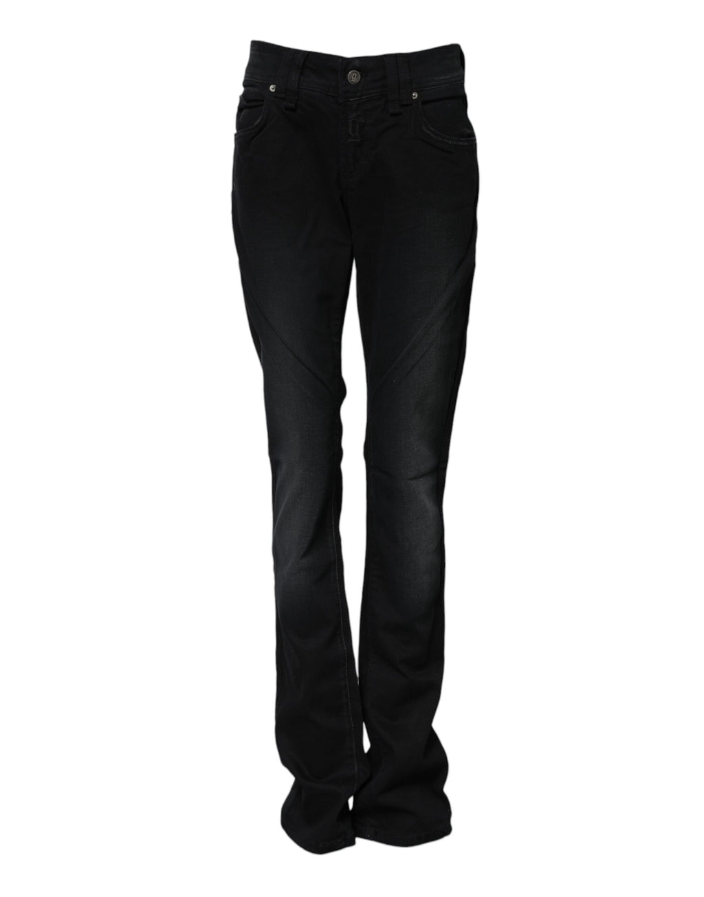 Svarta bomullsjeans med medelhög midja och avsmalnande denim