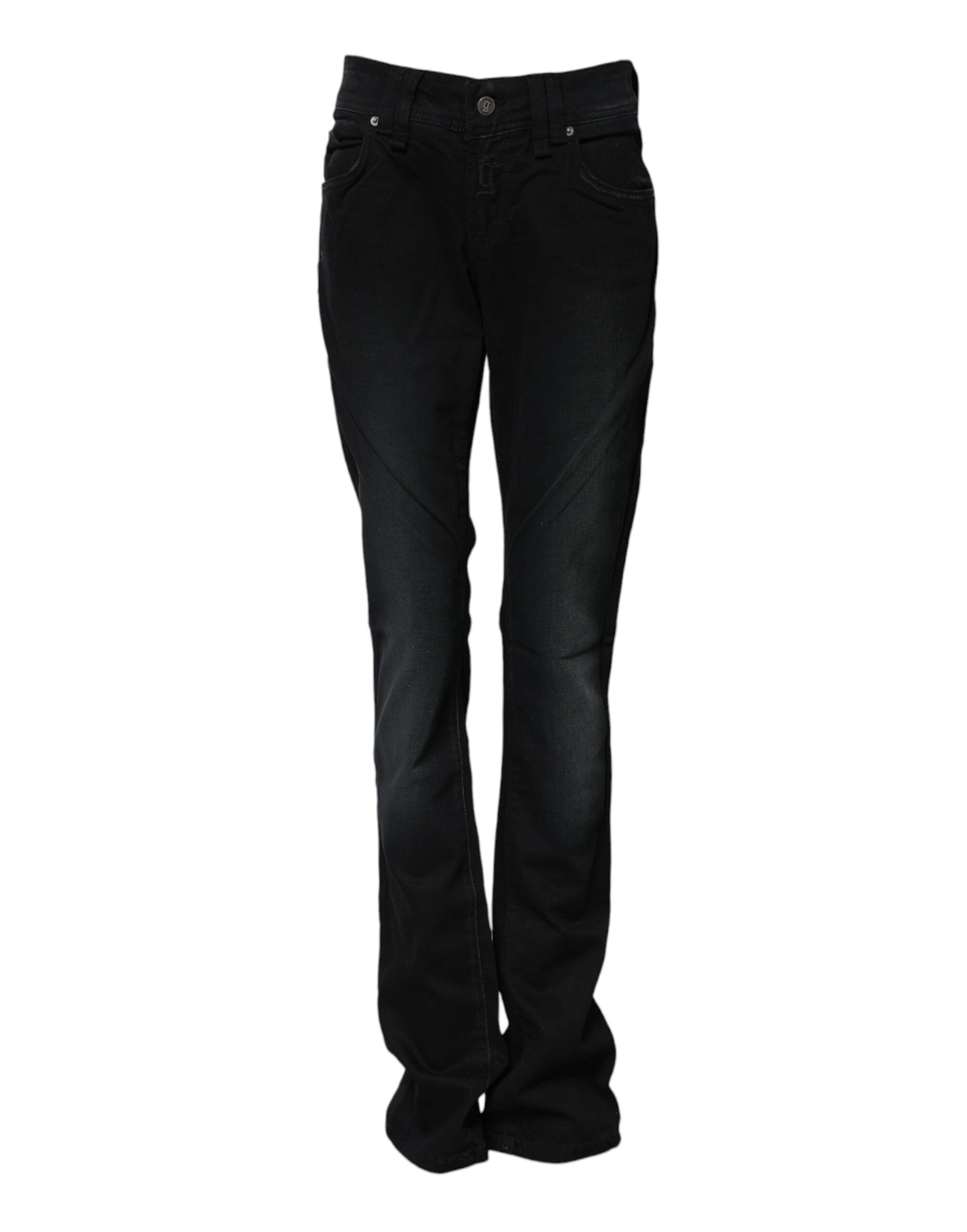 Svarta bomullsjeans med medelhög midja och avsmalnande denim
