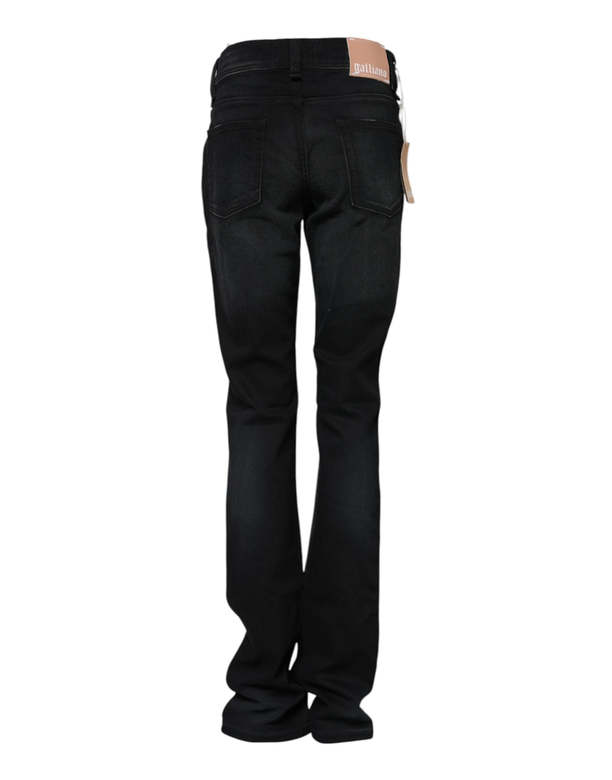 Svarta bomullsjeans med medelhög midja och avsmalnande denim