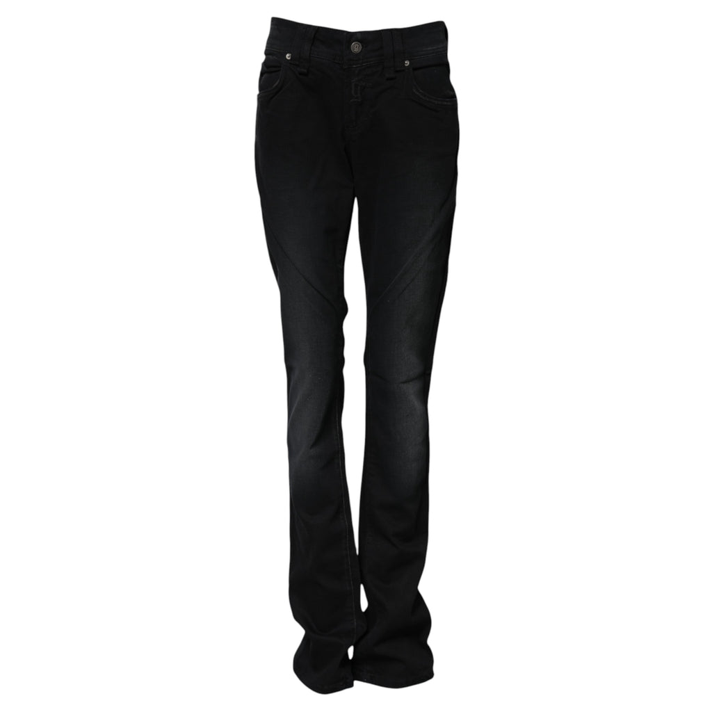 Svarta bomullsjeans med medelhög midja och avsmalnande denim