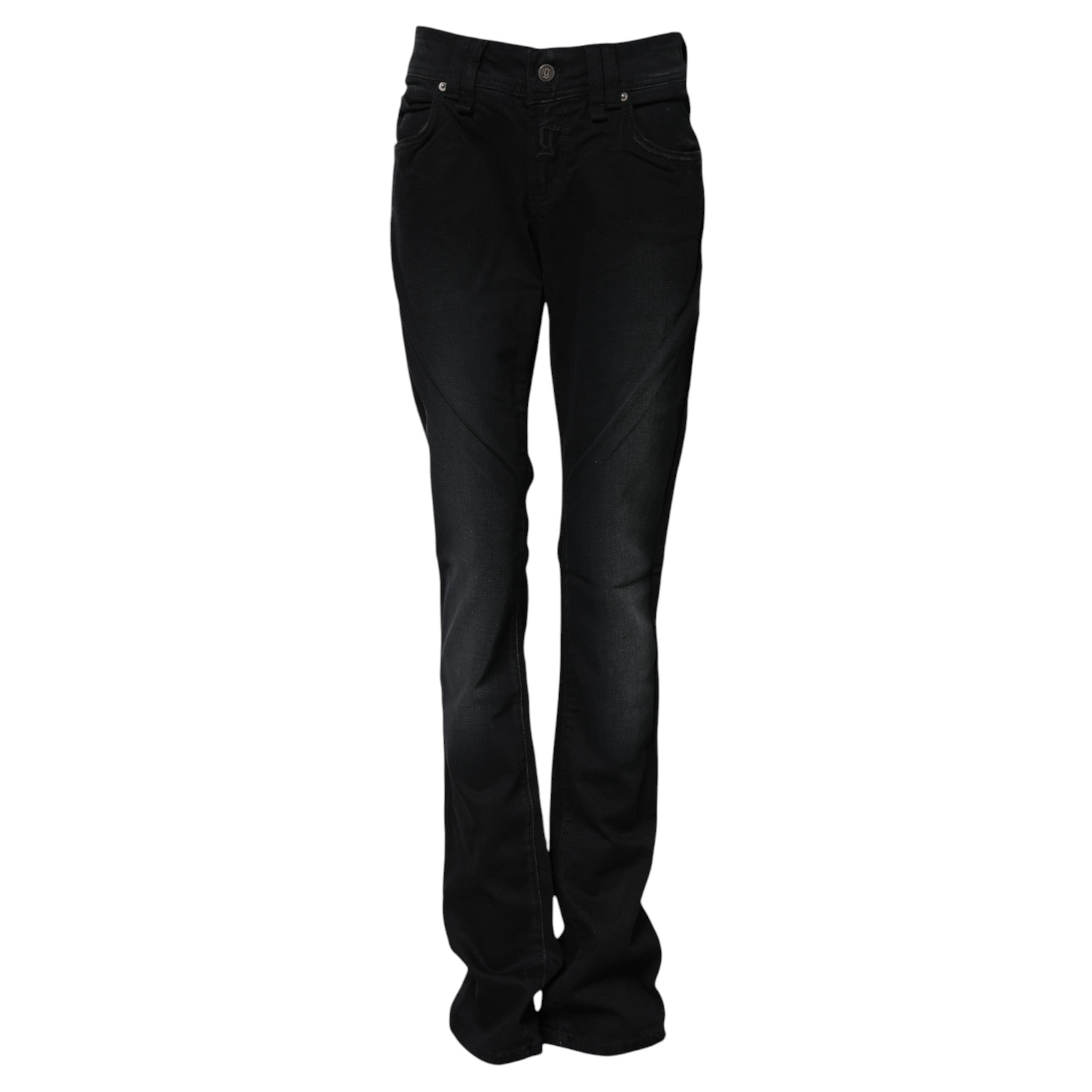 Svarta bomullsjeans med medelhög midja och avsmalnande denim