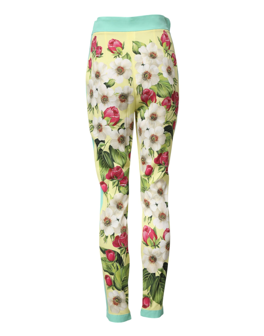 Gula sidenleggings med blommönster