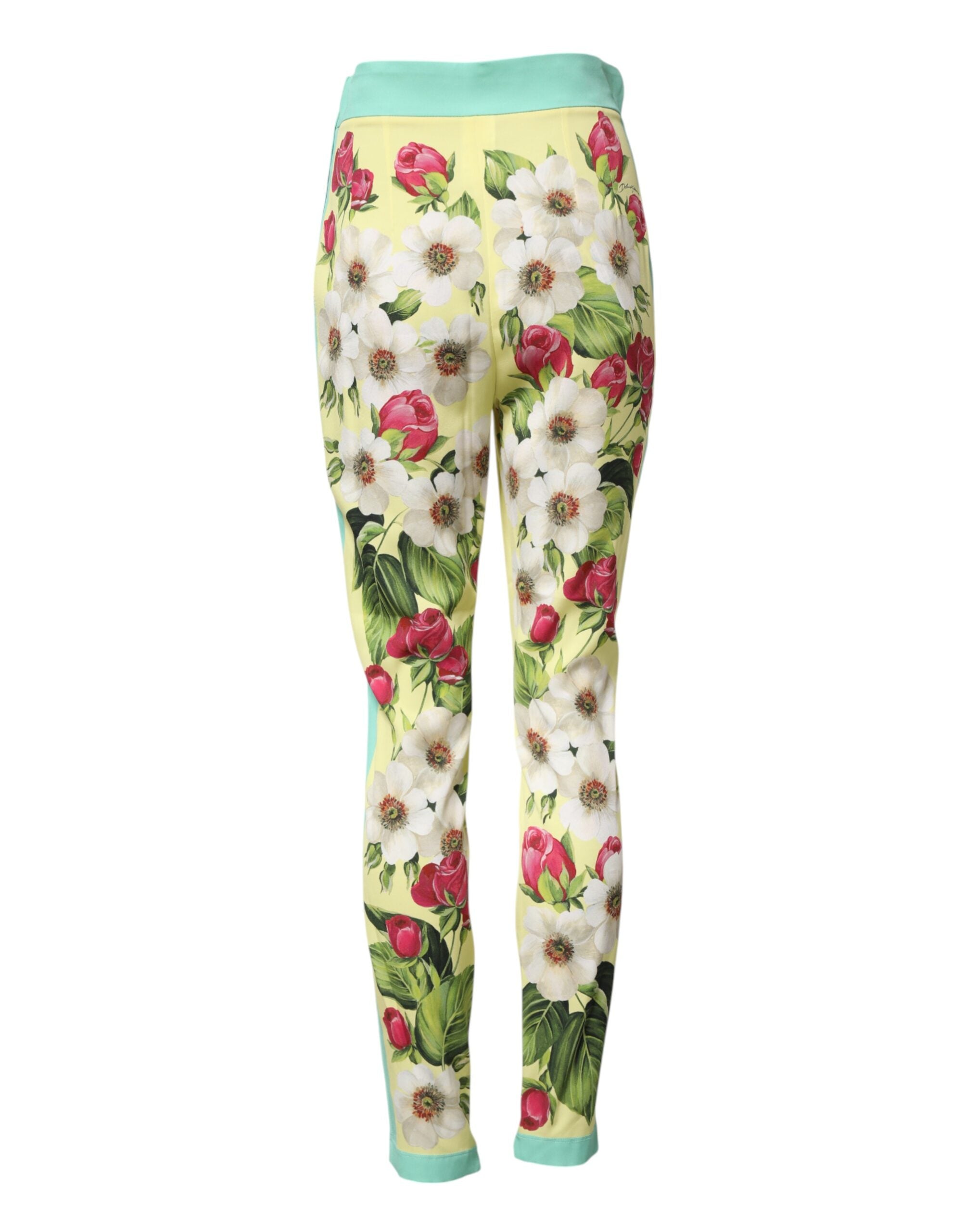Gula sidenleggings med blommönster