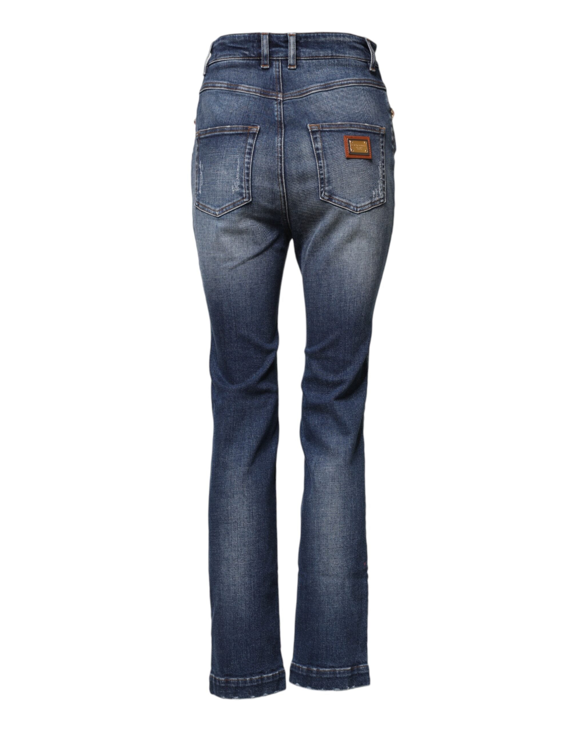 Blå denimjeans med strassutsmyckning