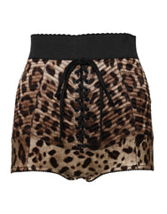 Dolce & Gabbana Brown Leopard High Waist Hot Pants Shorts