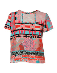 Versace Jeans Multicolor Print Short Sleeves Women Blouse Top
