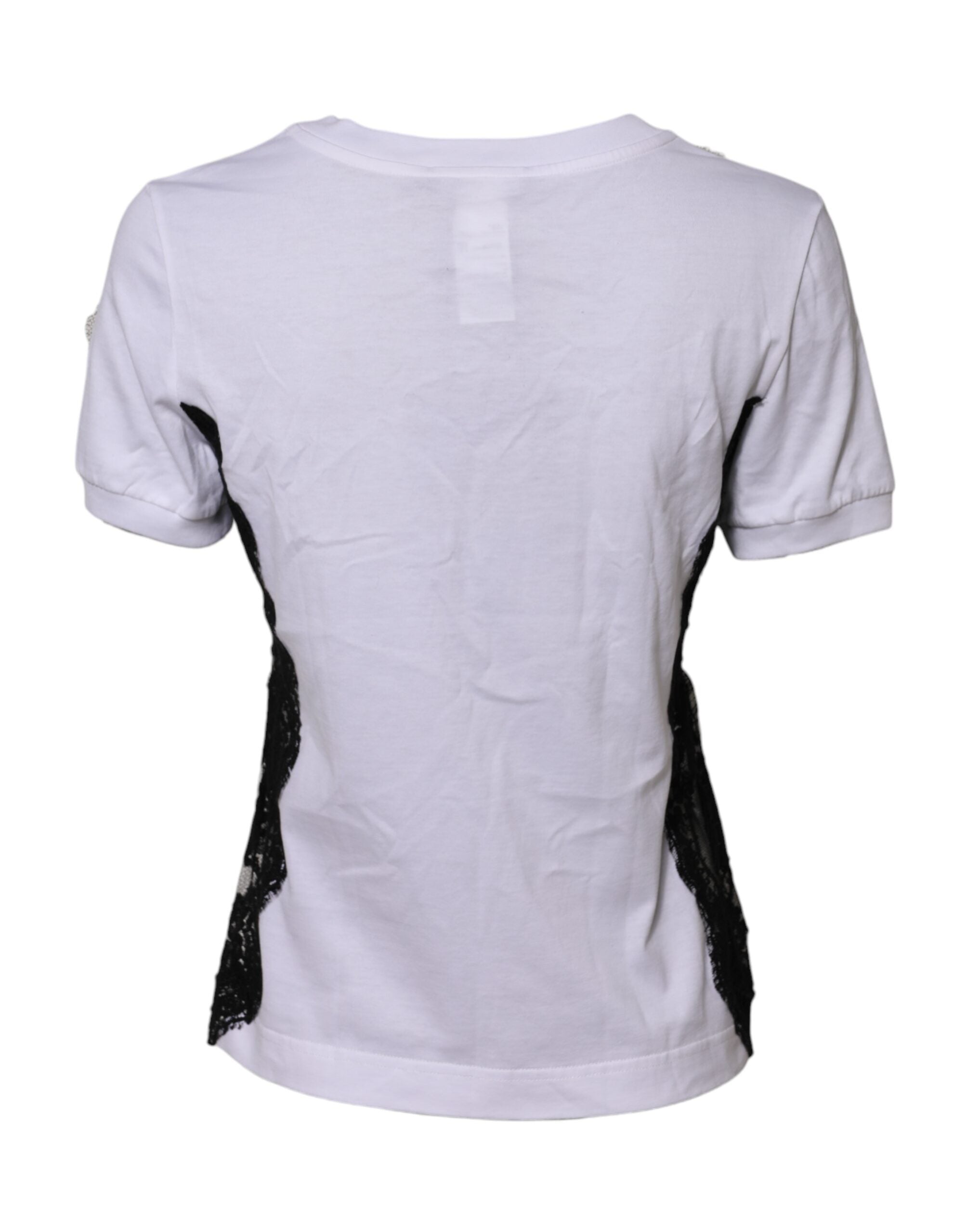 Dolce & Gabbana White Floral Lace DG Detailing Top T-shirt